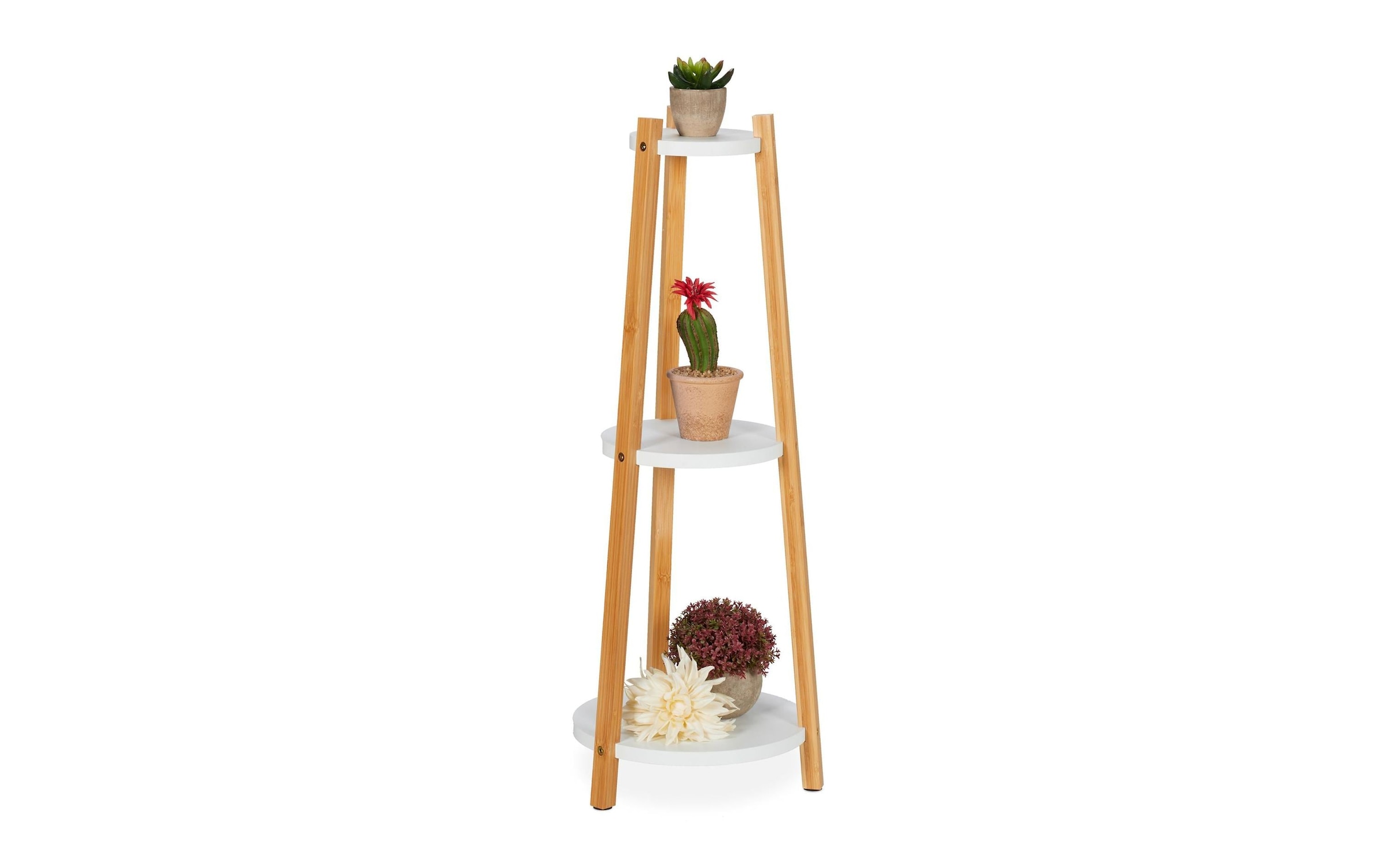 relaxdays Blumenständer »mit 3 Ablagen 73,5 x 28 cm, Nature/Weiss«,  Holzart: Bambus (China) online bestellen | Jelmoli-Versand