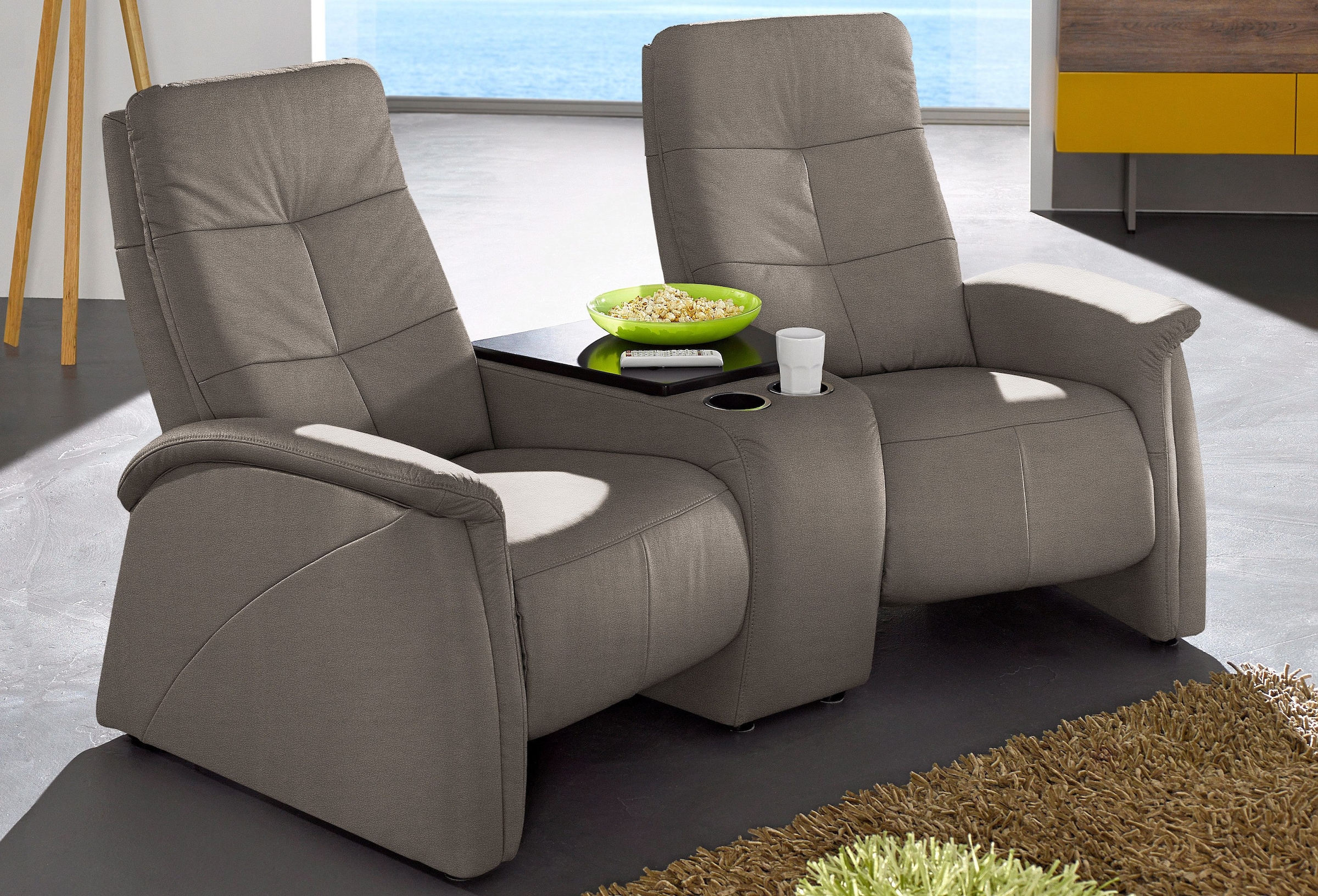 exxpo - sofa fashion 2-Sitzer "Tivoli, Kinosofa, bequem," mit Relaxfunktion, integrierter Tischablage und Stauraumfach