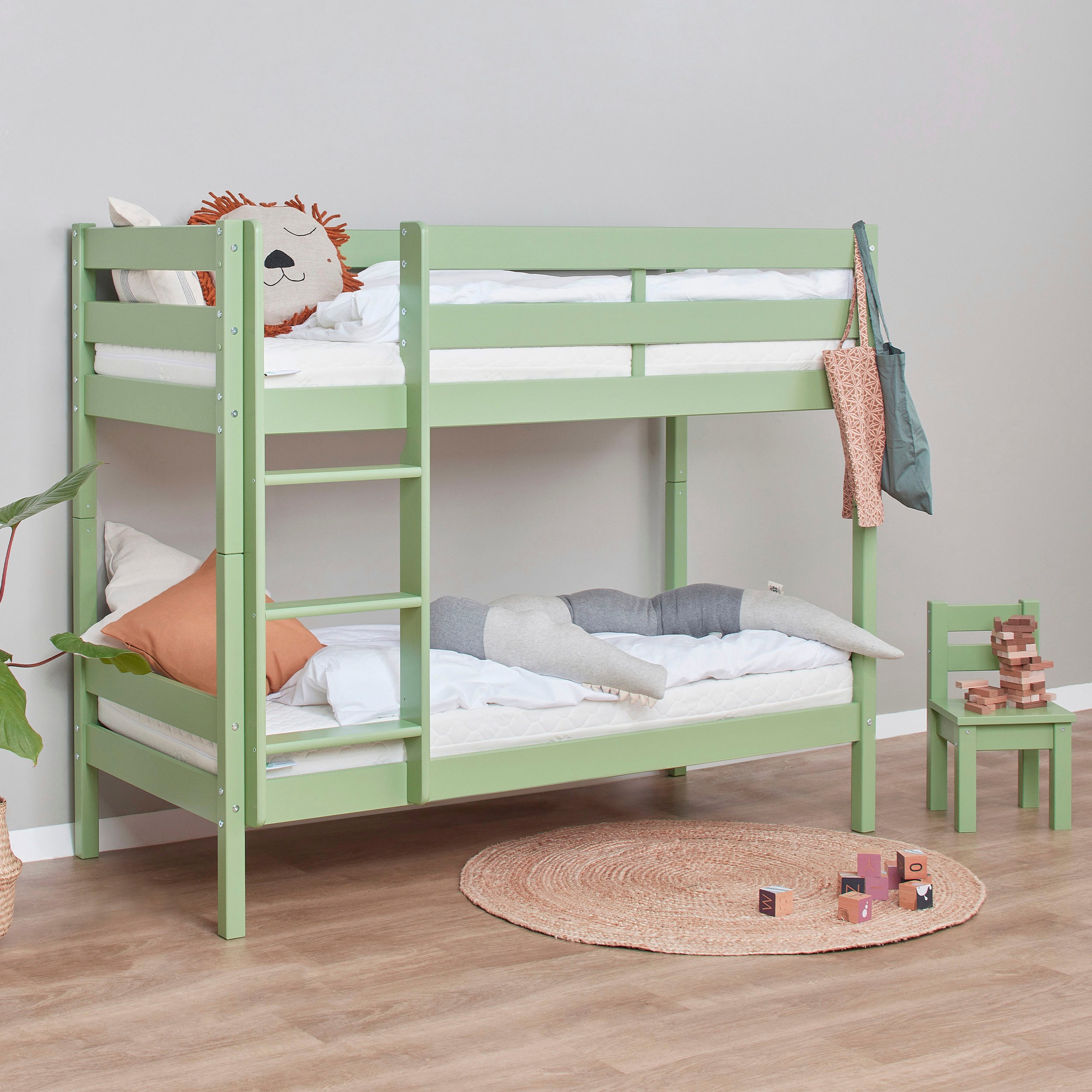 Hoppekids Etagenbett »ECO Comfort Kinderbett 90x200 oder 70x160 aus Massivholz in 4 Farben«, TÜV, FSC und Nordisches Umweltzeichen – wahlweise mit Matratzen