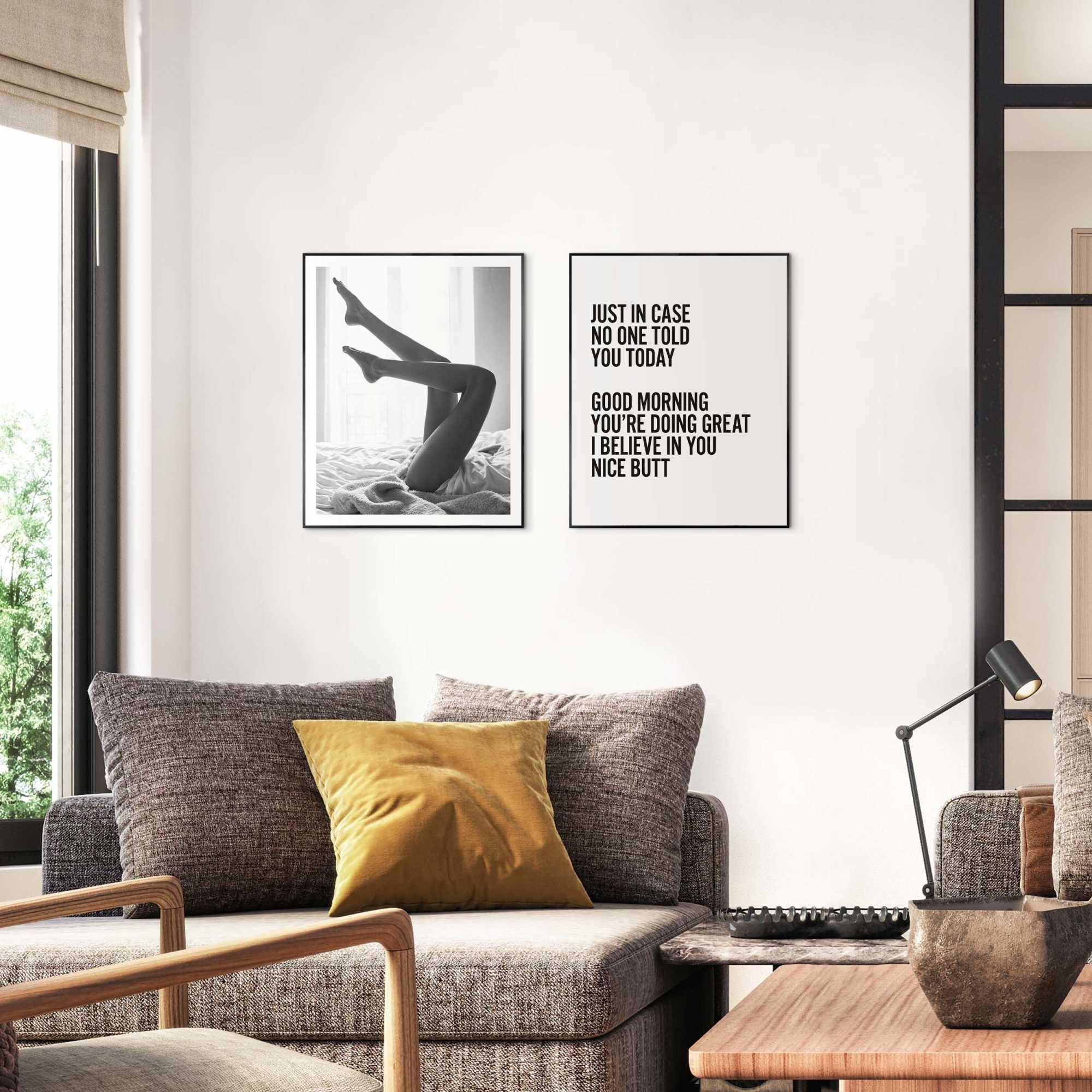 Reinders Poster "Body" Schlafzimmer - Good morning - Schwarz-Weiß - MDF - 40x50 cm