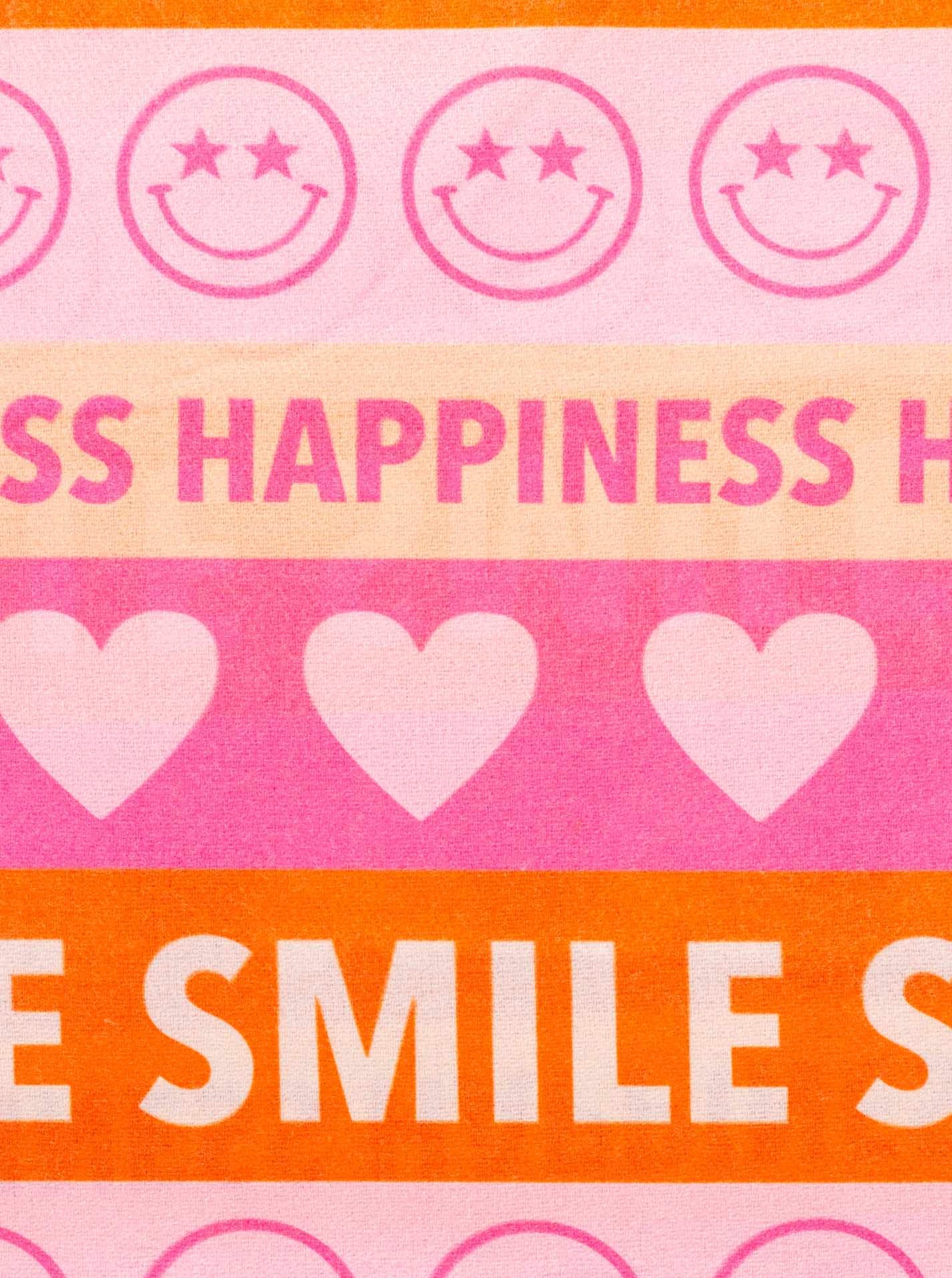 Zwillingsherz Schal ""Smile and Hearts"" mit Fransen, fröhlichem Schriftzug, Herzen