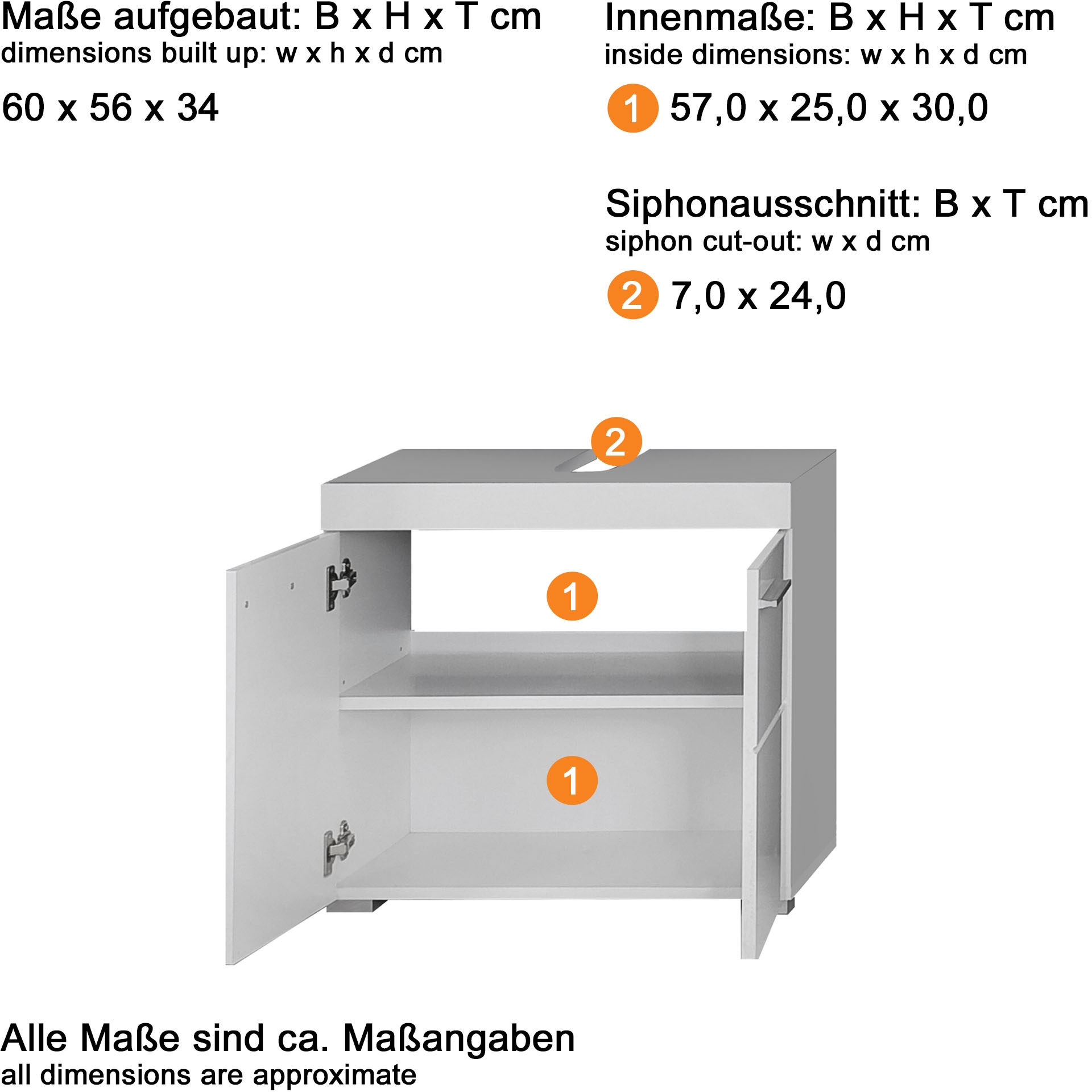 INOSIGN Badmöbel-Set »Avena«, (2 St.), Badezimmermöbel in Grau - Waschbeckenunterschrank und Spiegelschrank