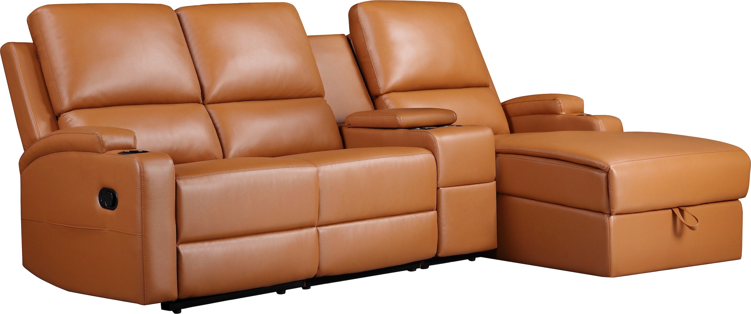 Home affaire Ecksofa »NAPORI Multimediasofa, 3er Kinosessel XXL, L-Form, 3 Bezugsstoffe«, Kinosofa mit Relaxfunktion, Getränkehalter, Staufach und Staukasten
