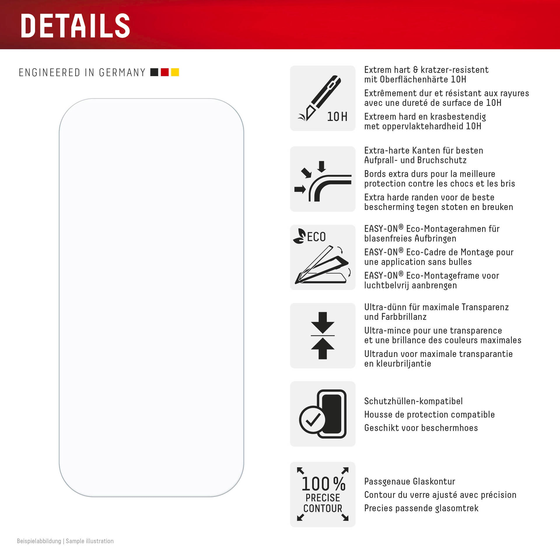 Displex Displayschutzglas »Real Glass Screen Protection«, für Apple iPhone 16 Pro, Displayschutzfolie, Schutzfolie, Bildschirmschutz, kratz- & stossfest