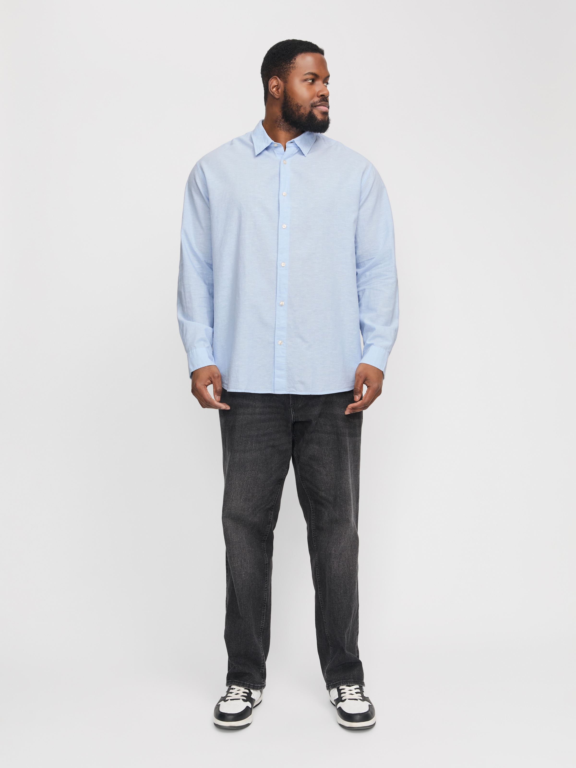 Jack & Jones PlusSize Langarmhemd »JJEBREEZE SHIRT LS SN PLS«, mit Hemdkragen