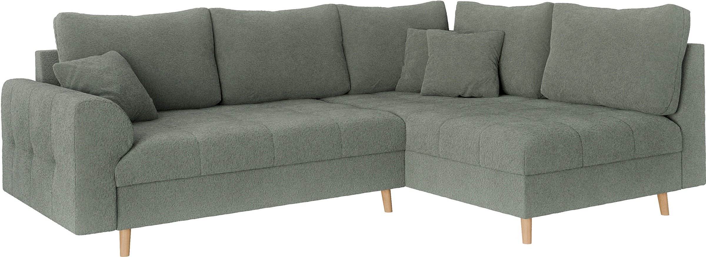 Home affaire Ecksofa »CHARRE L-Form mit Ottomane, Masse B/T/H: 231/161/81 cm«, feine Steppung, lose Rücken- und Zierkissen, auch in Cord und Bouclé