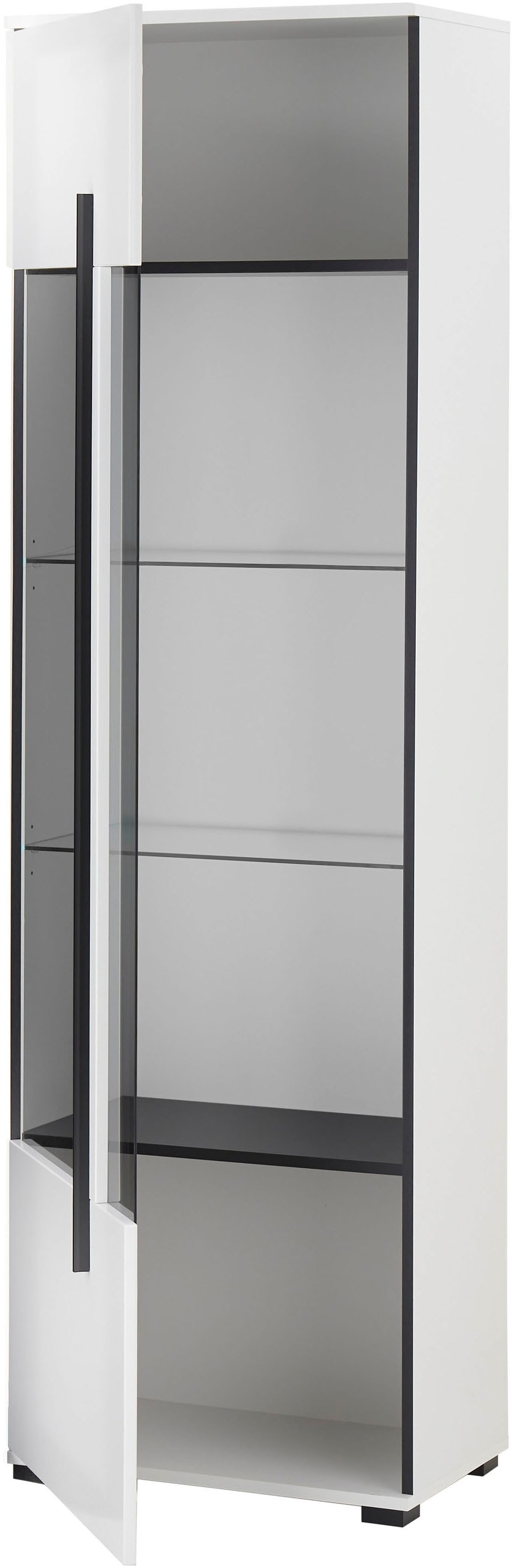 INOSIGN Vitrine »Cantara, Vitrinenschrank in Eiche Evoke oder weiss, Standvitrine«, schwarzer Stangengriff, ausreichend Stauraum, vielseitig einsetzbar
