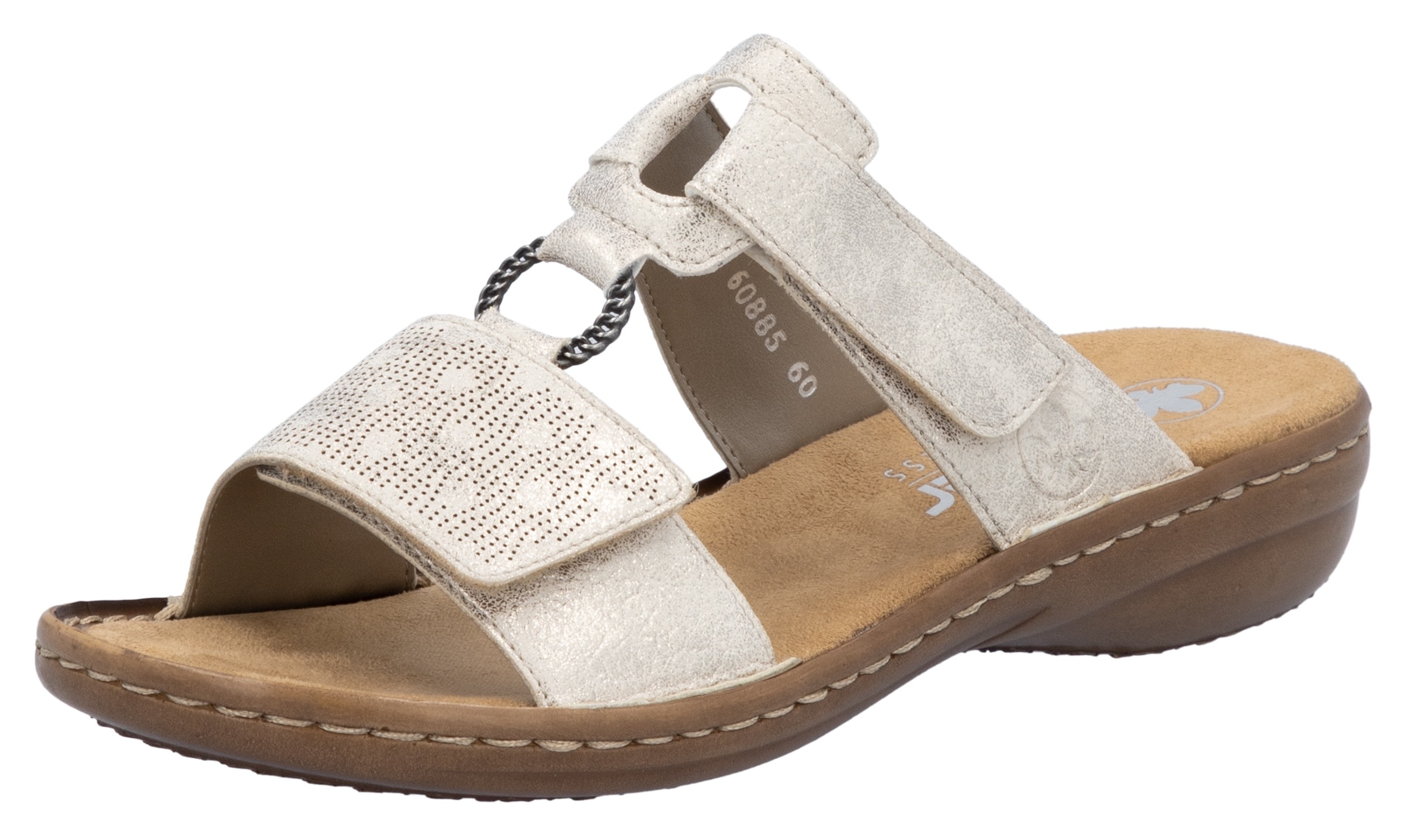 Rieker Pantolette Sommerschuh, Strandschuh, Klettschuh mit Perforation