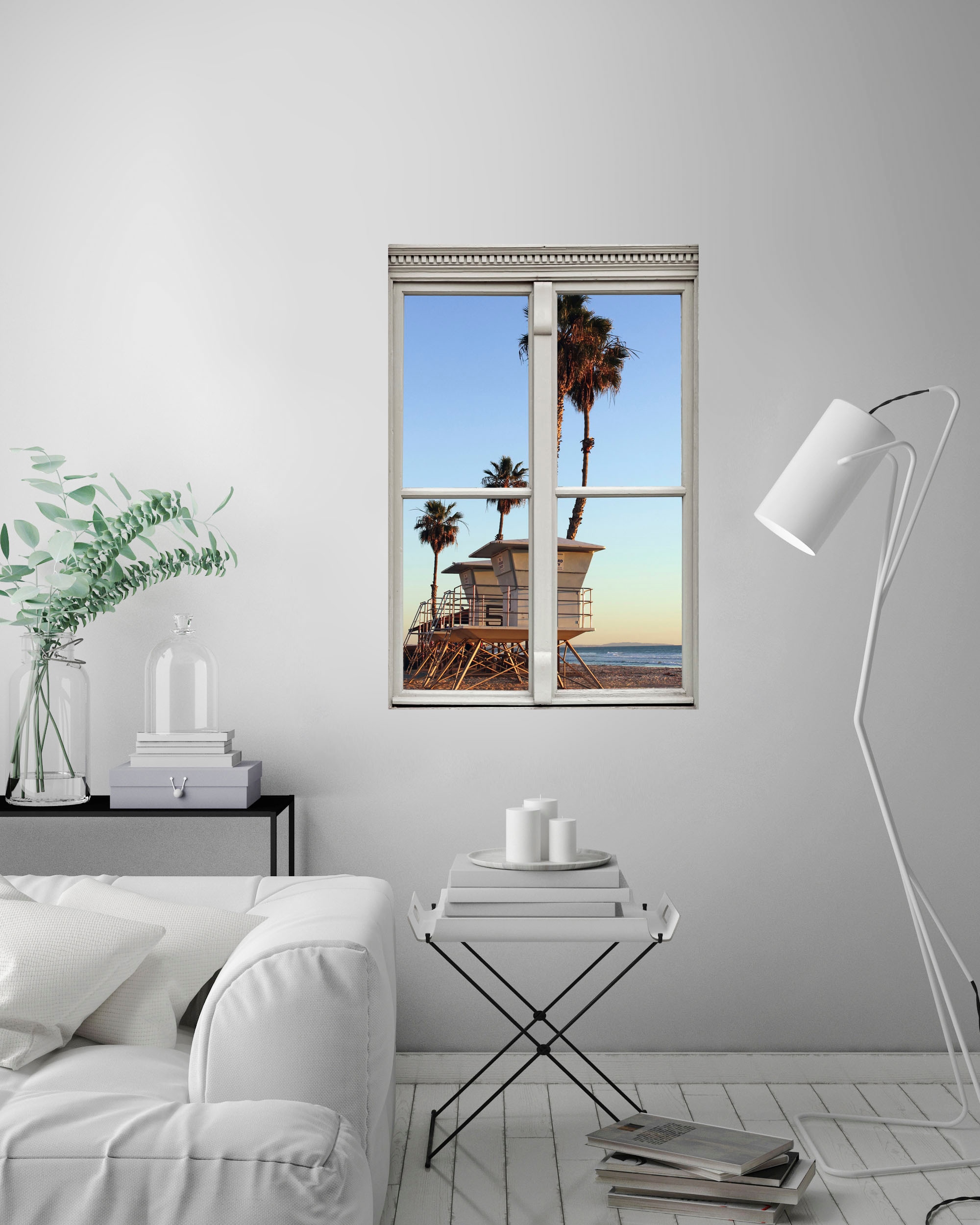 queence Wandsticker »Strand«, Wandsticker, Wandbild, selbstklebend, 3D, Fenster