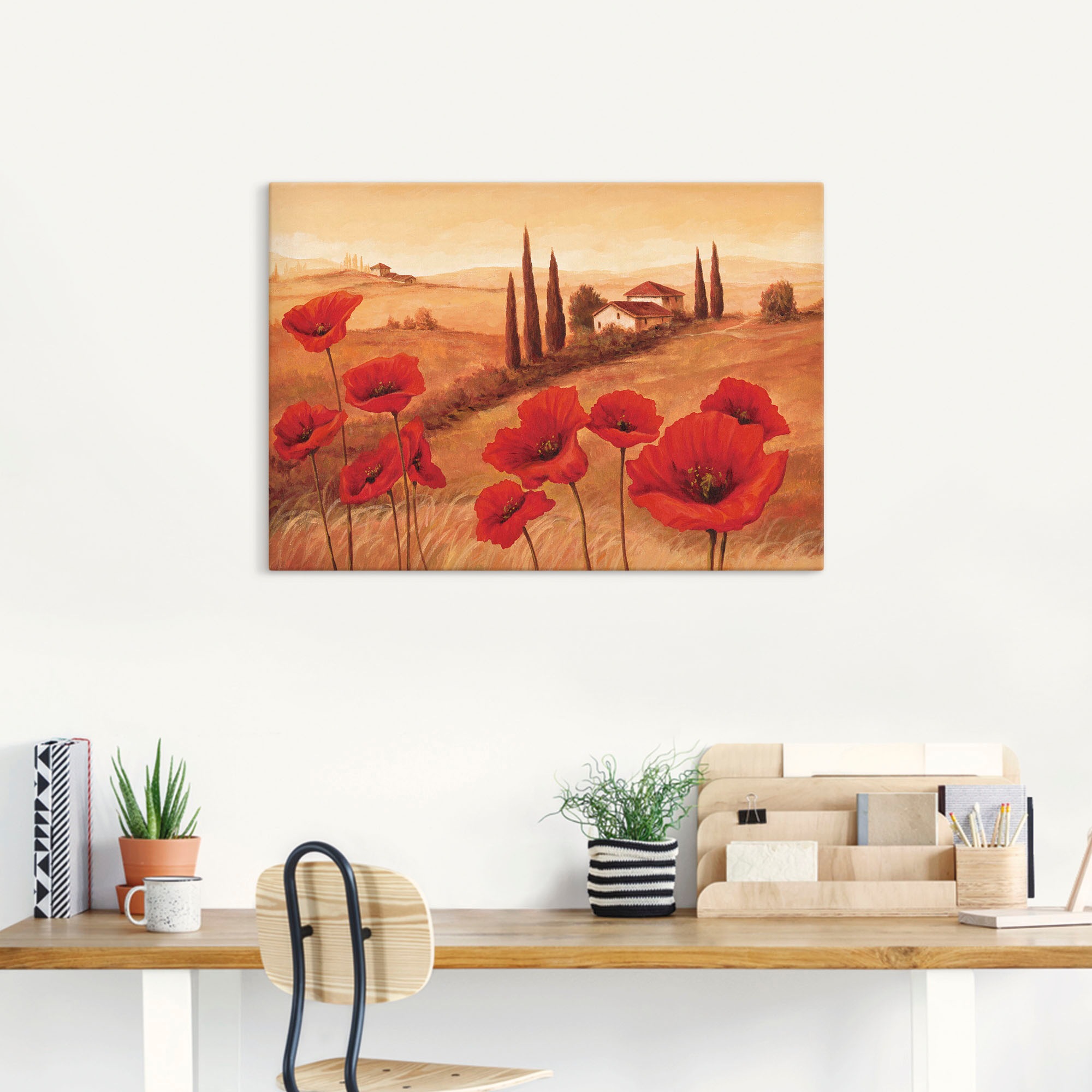 Artland Wandbild »Mohnblumen in der Toskana«, Europa, (1 St.), als Leinwandbild, Poster, Wandaufkleber in verschied. Grössen