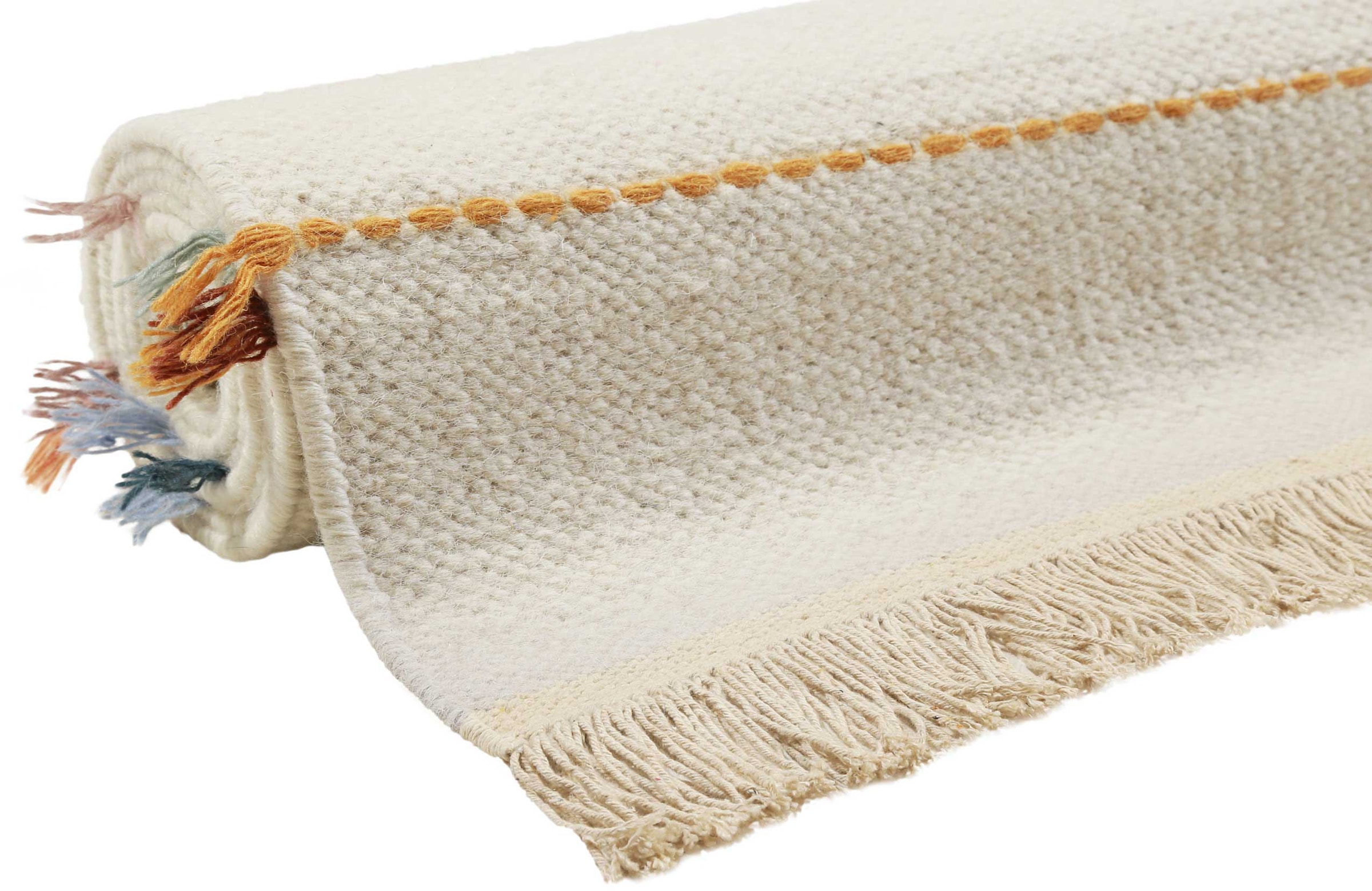 Esprit Wollteppich »Lina ESP-2205«, rechteckig, 5 mm Höhe, Naturfaserteppich mit Fransen, modernes Design, Wohnzimmer