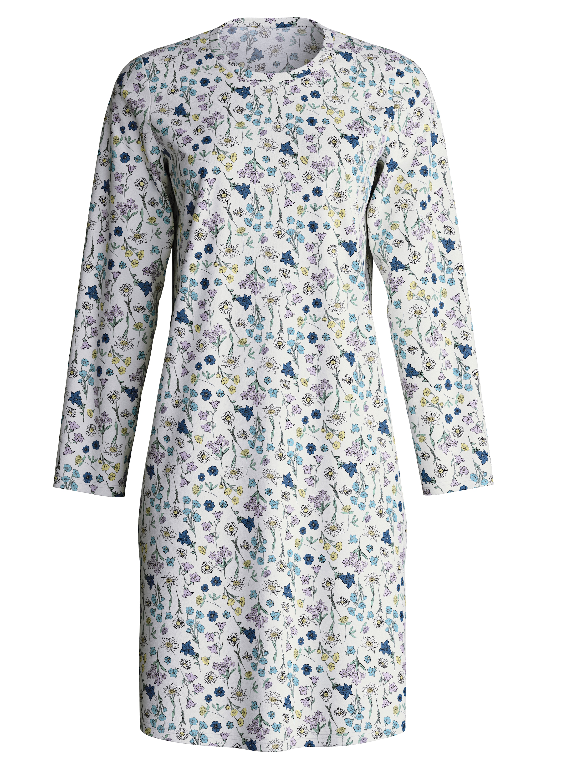 CALIDA Nachthemd »Flower Nights«, Allover-Print, Pure Cotton, Langarm, atmungsaktiv, weich