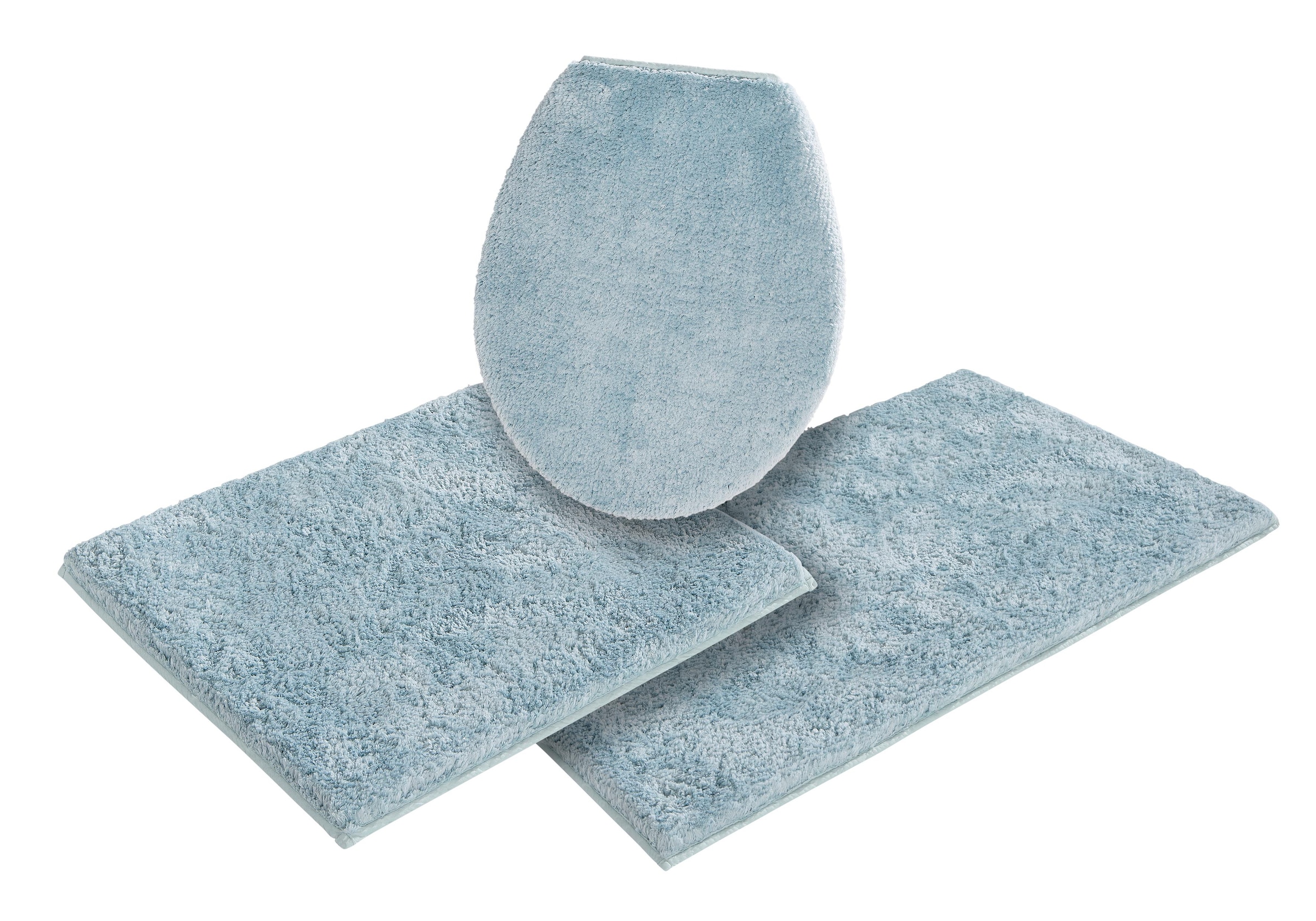 my home Badematte »Jos, Badvorleger, Badezimmer Teppich«, rutschhemmend beschichtet, fussbodenheizungsgeeignet-schnell trocknend, Badematten in Pastell-Farben, Badteppich als 3 teiliges Set erhältlich