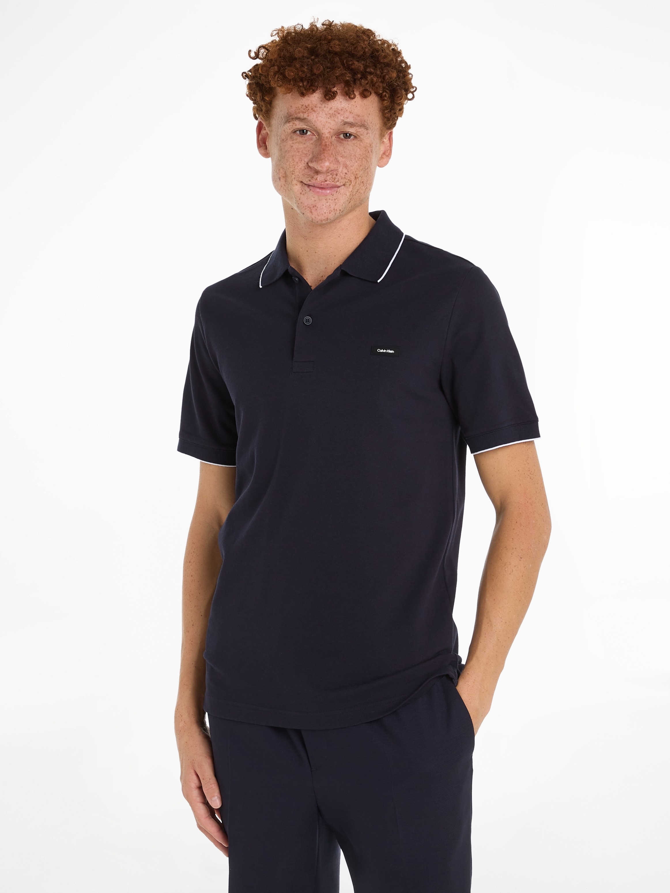 Calvin Klein Poloshirt »STRETCH PIQUE TIPPING POLO« mit Streifendetail am Kragen