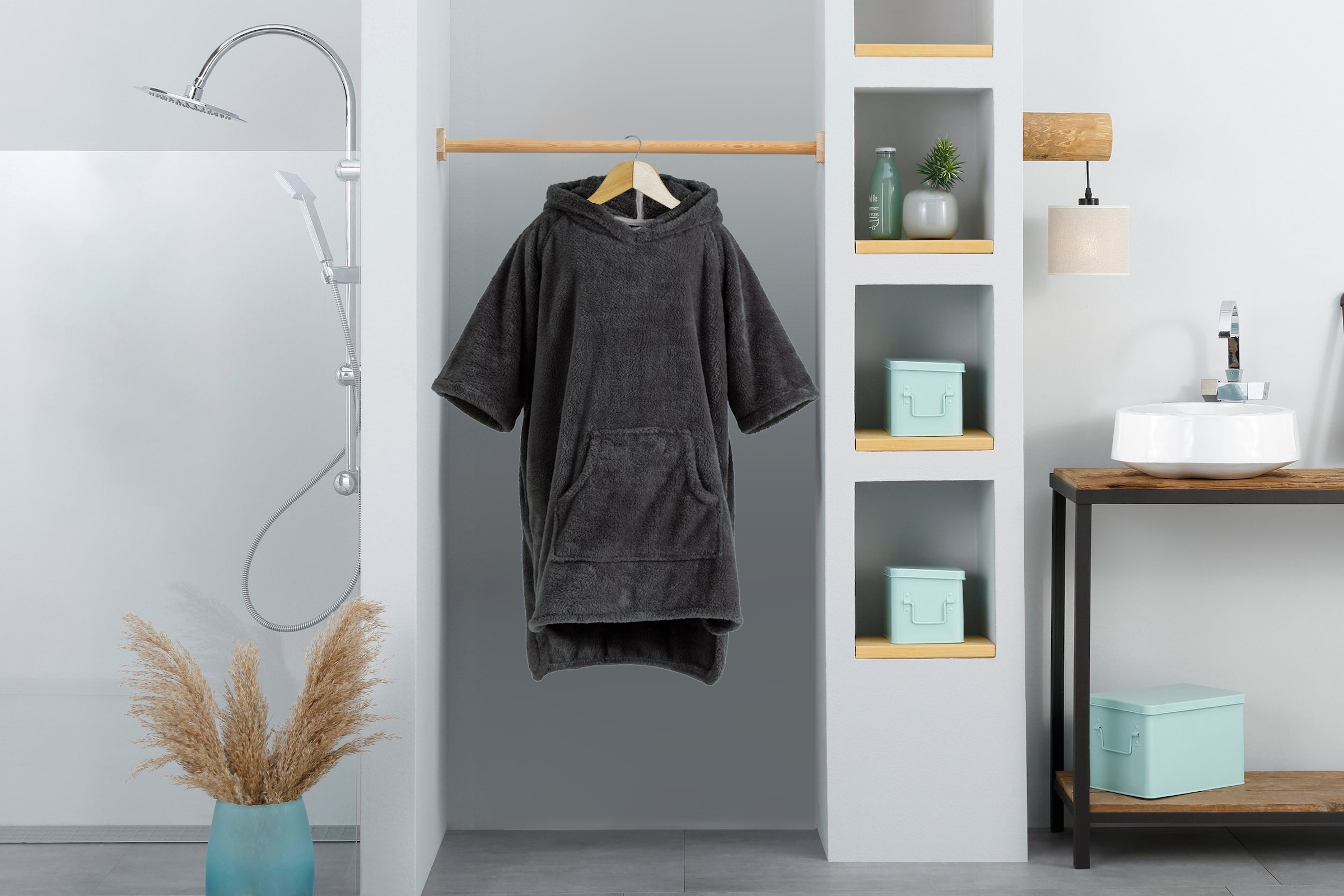 my home Badeponcho »Lillou, für Kinder, ideal für Urlaub oder im Schwimmbad«, (1 St.), weich und kuschelig, Fleece, plüsch, Surfponcho