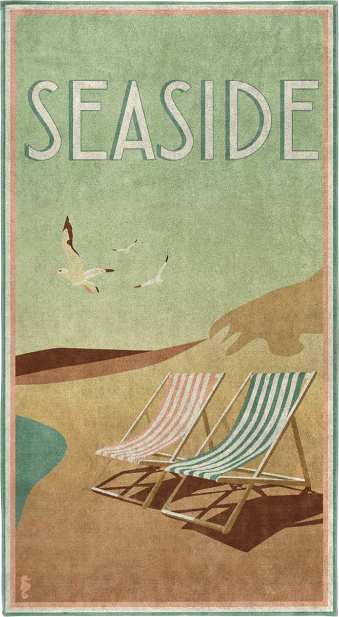 Seahorse Strandtuch »Blackpool«, (1 St., Strandtuch 90 x 170 cm), 90x170, für Pool und Sauna, mit Vintage Aufdruck, Strandstuhl