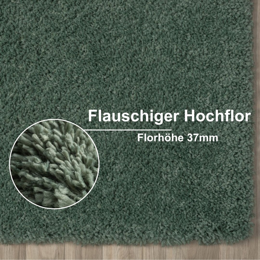 Myflair Möbel & Accessoires Hochflor-Teppich »My Shaggy«, rechteckig, 37 mm Höhe, Shaggy, Uni-Farben, leicht glänzend, Microfaser, extra flauschig