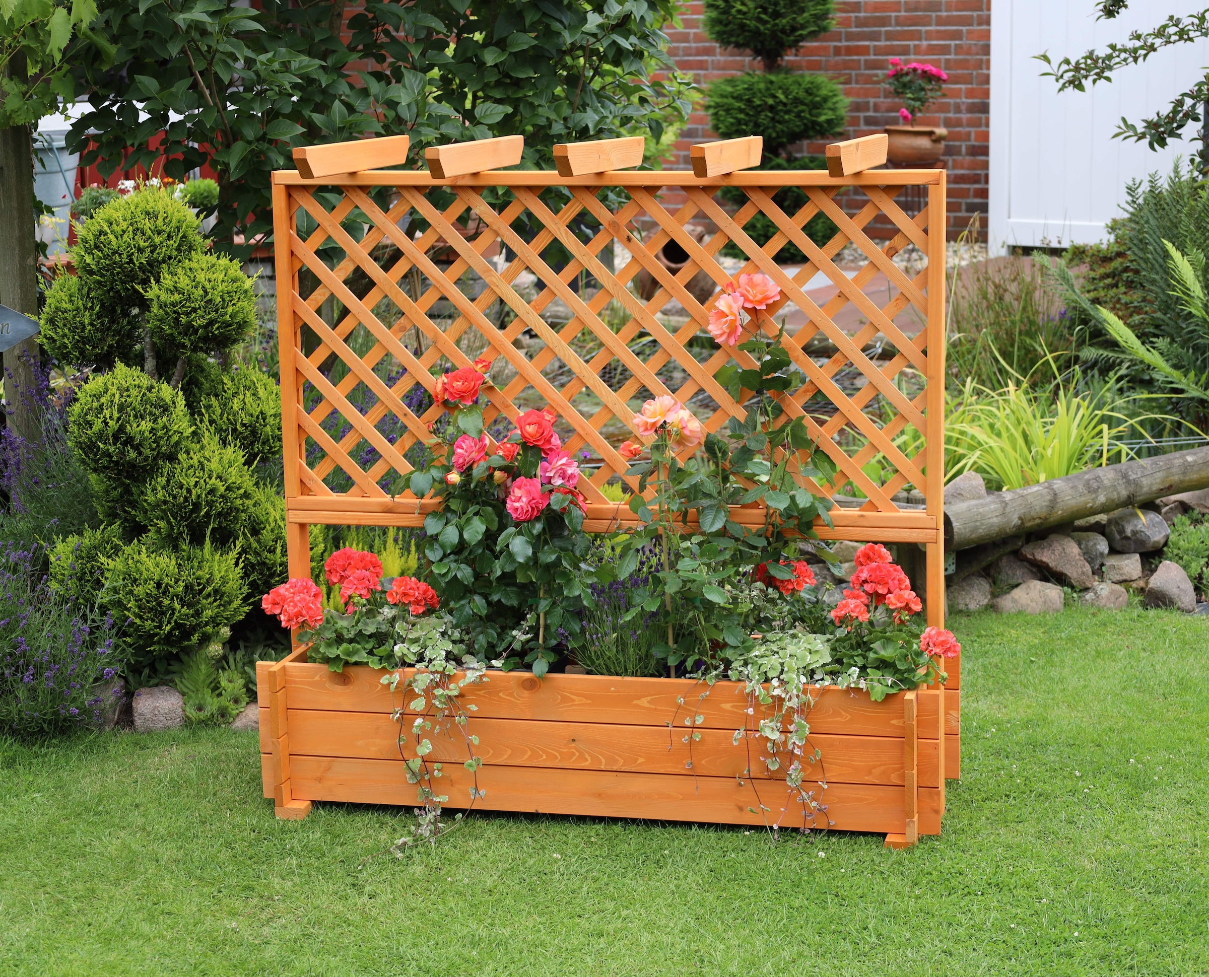 promadino Spalier, Pergola mit Pflanzkasten, BxTxH: 140x65x140 cm
