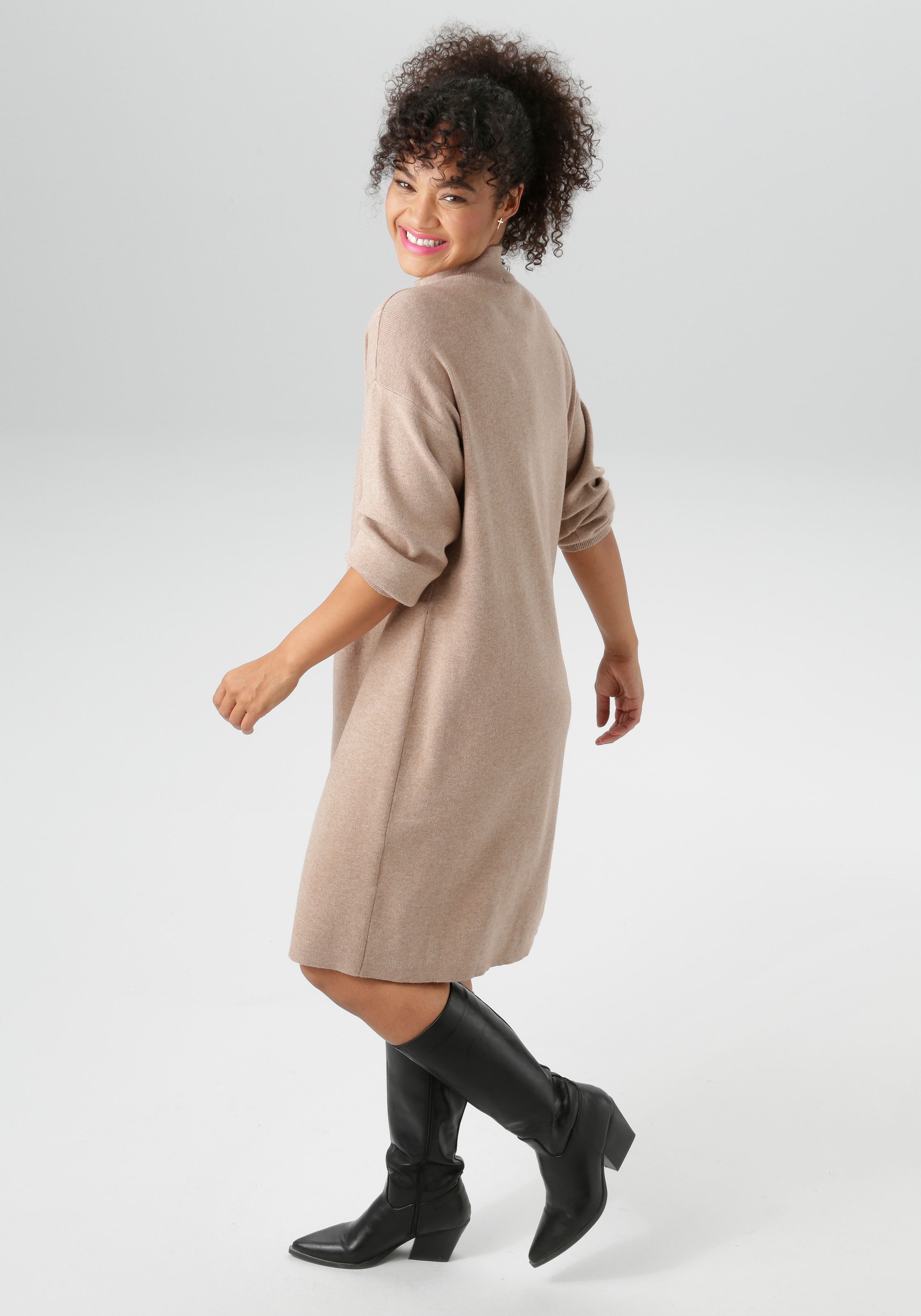 Aniston PLUS Strickkleid, mit Stehkragen und Reissverschluss - NEUE KOLLEKTION