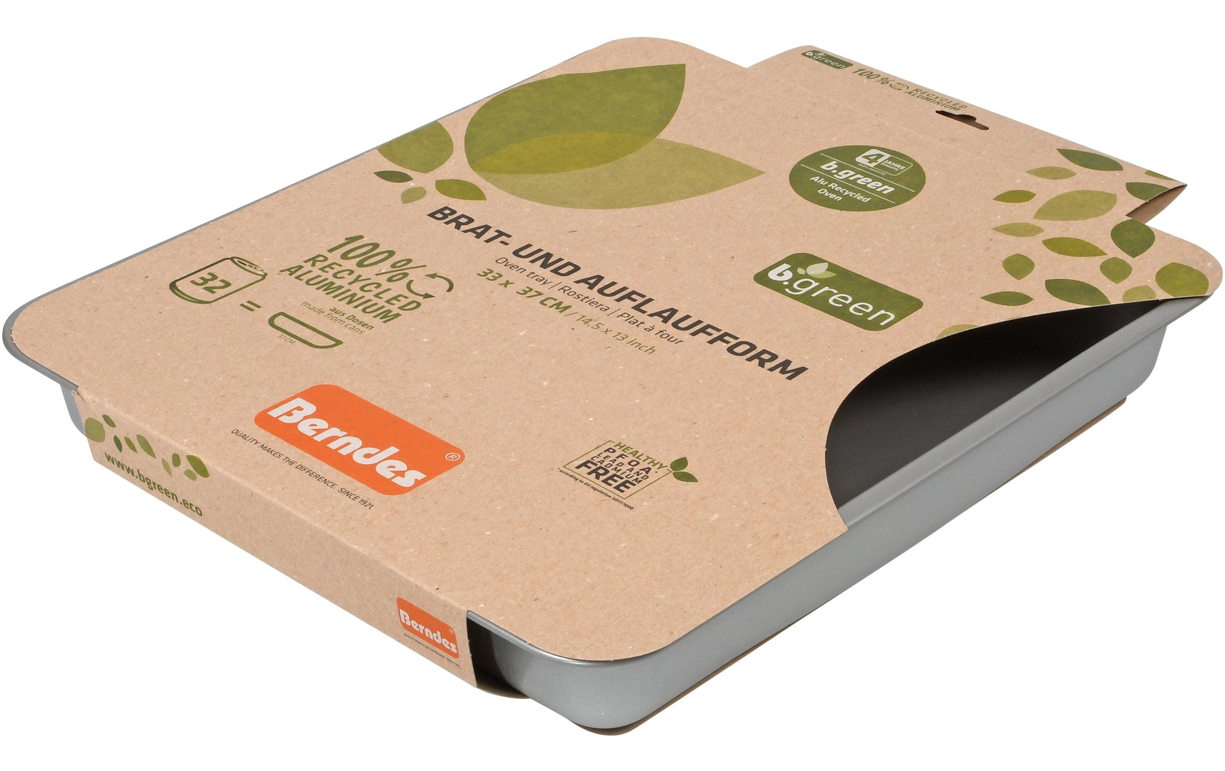 Auflaufform »b,green Alu Recycled Induction 37 x 33 cm, Eckig, Silber«, Metall, (1 St.)