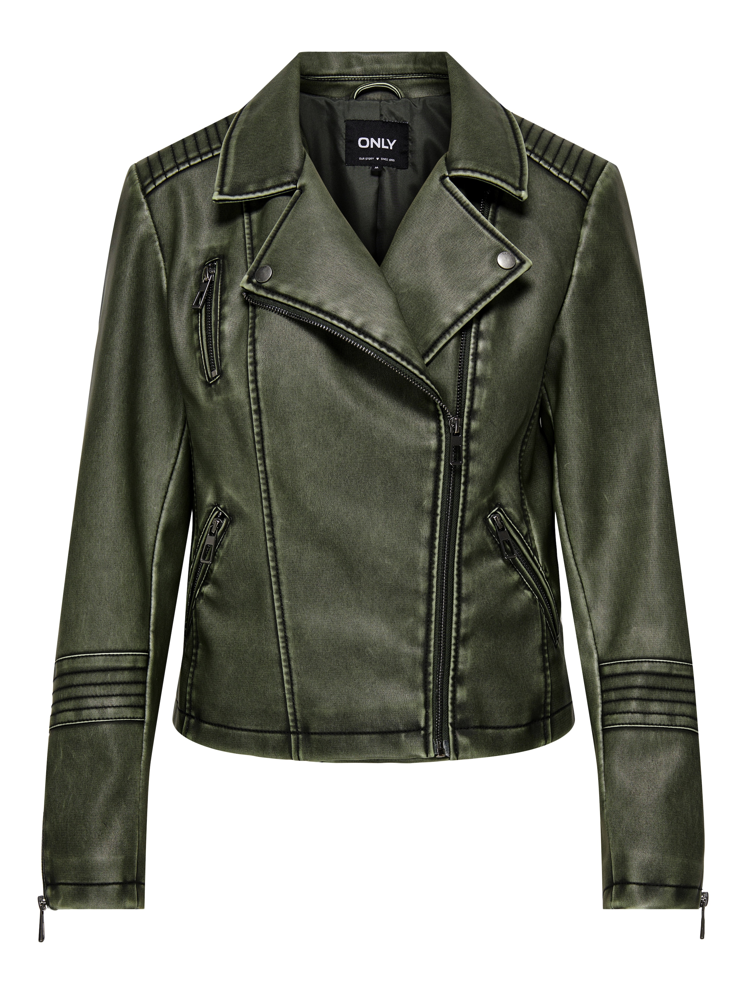 ONLY Lederimitatjacke »ONLHALLI GEMMA FAUX LEATHER BIKER CC OTW«, mit gesteppten Details