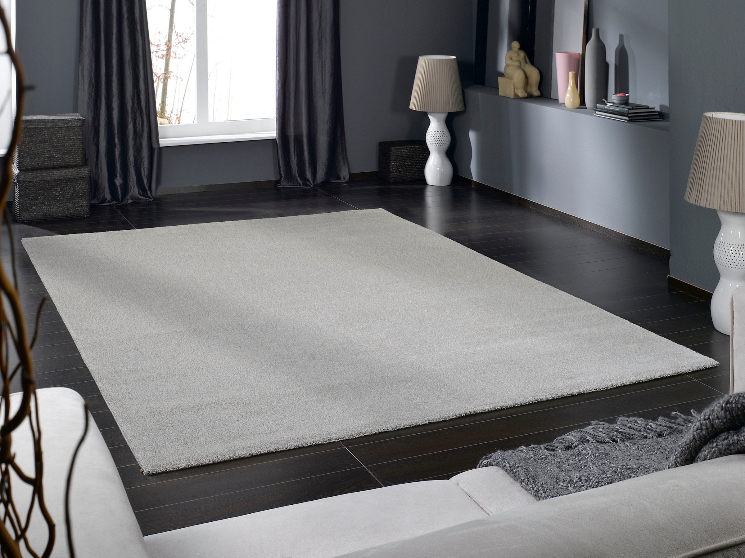 Mia's Teppich Cielo – Kurzflor, Grau, 140 X 200 Cm, Mit Hoch-Tief-Effekt & Glanzfaser