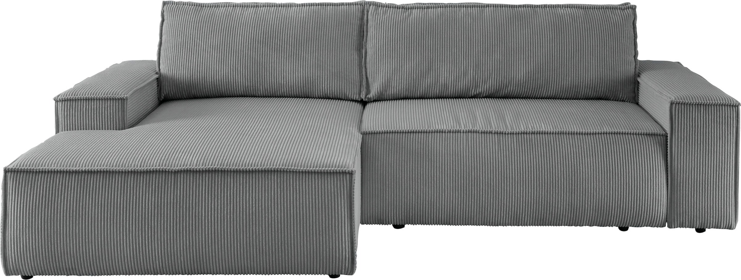 Home affaire Ecksofa SHERWOOD Schlafsofa 267 cm, L-Form, Schlaffunktion mit Bettkasten (210x136 cm), Cord, Vintage, Samtvelours