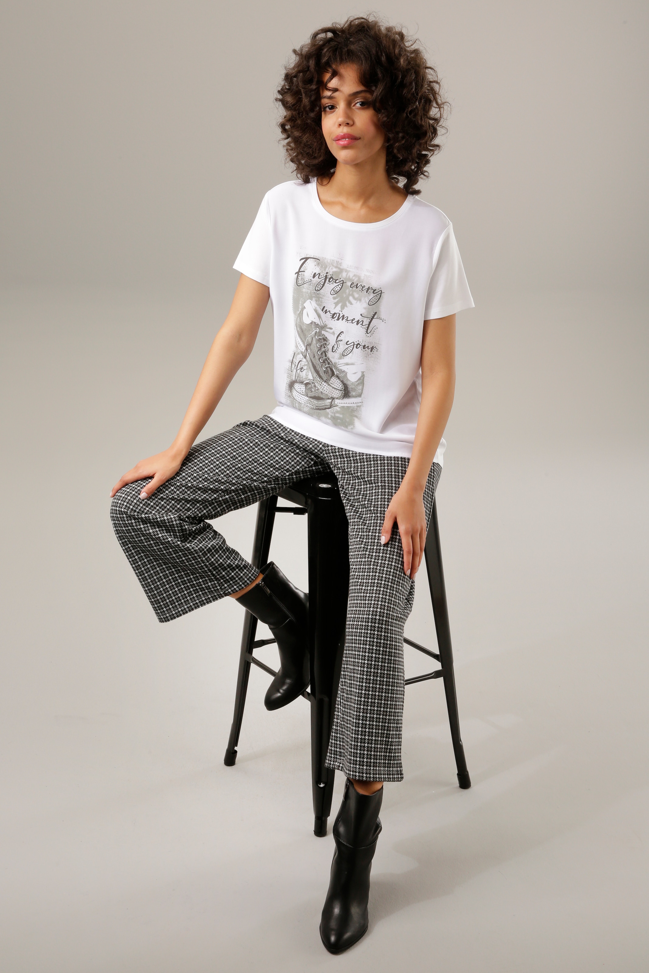 Aniston CASUAL Shirtbluse, mit online Frontdruck Glitzersteinchen shoppen | Jelmoli-Versand verzierter