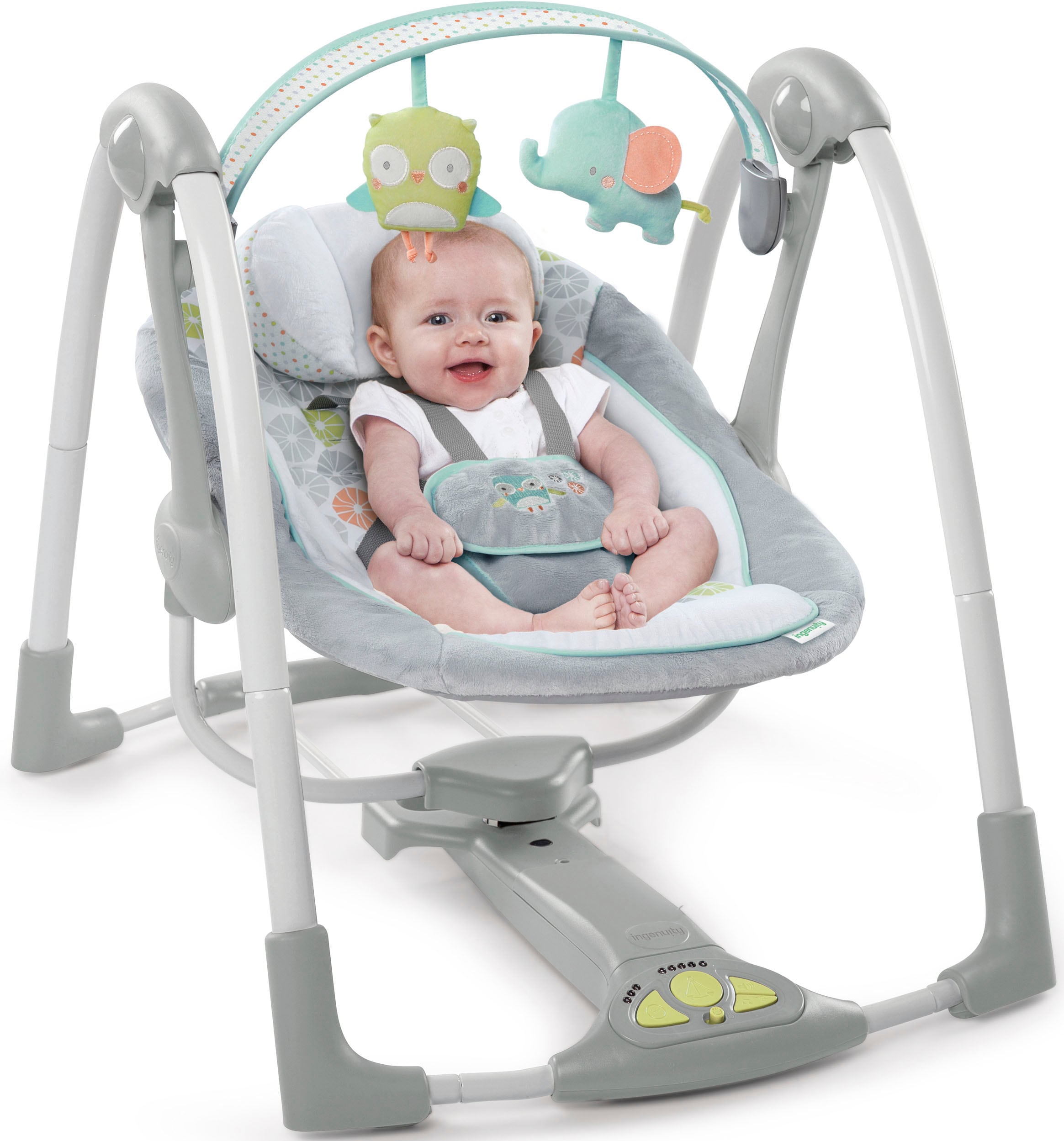 ingenuity Babyschaukel »Swing'n Go, Hugs & Hoots«, bis 9 kg, tragbar