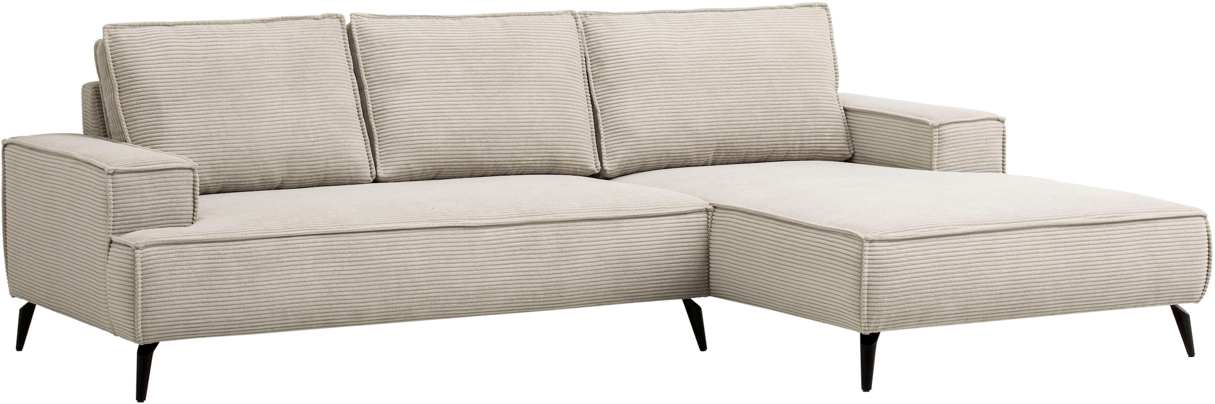 andas Ecksofa »TVINNU, L-Form in Cord, Sofa«, wahlweise Recamiere rechts/links, schwarze Füsse, bequemer Sitzkomfort