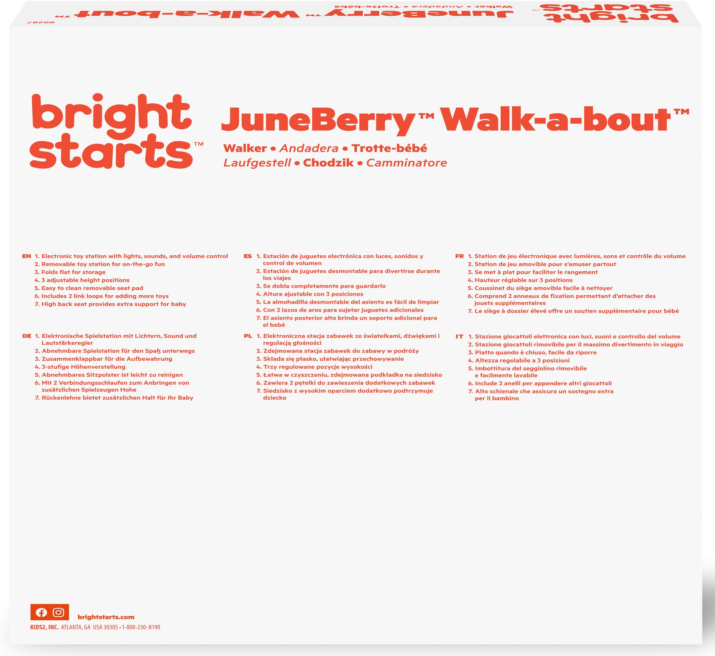 Bright Starts Lauflernhilfe »JuneBerry Walk-a-bout™«, mit Licht und Sound