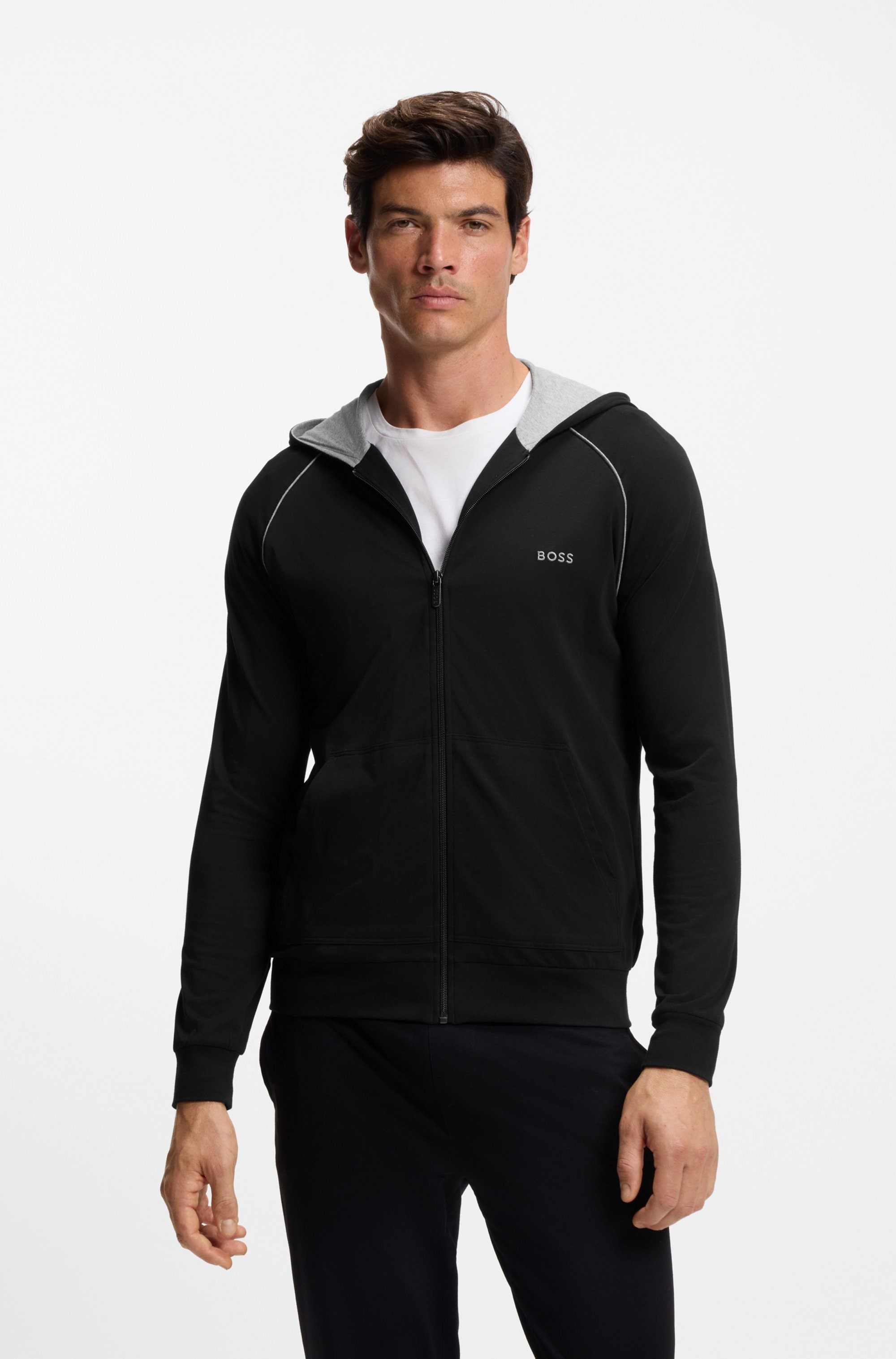 BOSS Kapuzensweatjacke »Mix&Match Jacket H« mit BOSS Stickerei auf der Brust