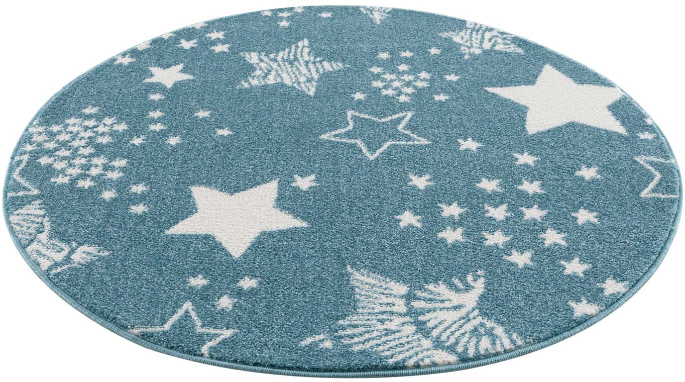 Carpet City Kinderteppich »Anime9387«, rund, 11 mm Höhe, Sternen-Teppich, Weicher Flor, Pflegeleicht, Kinderzimmer