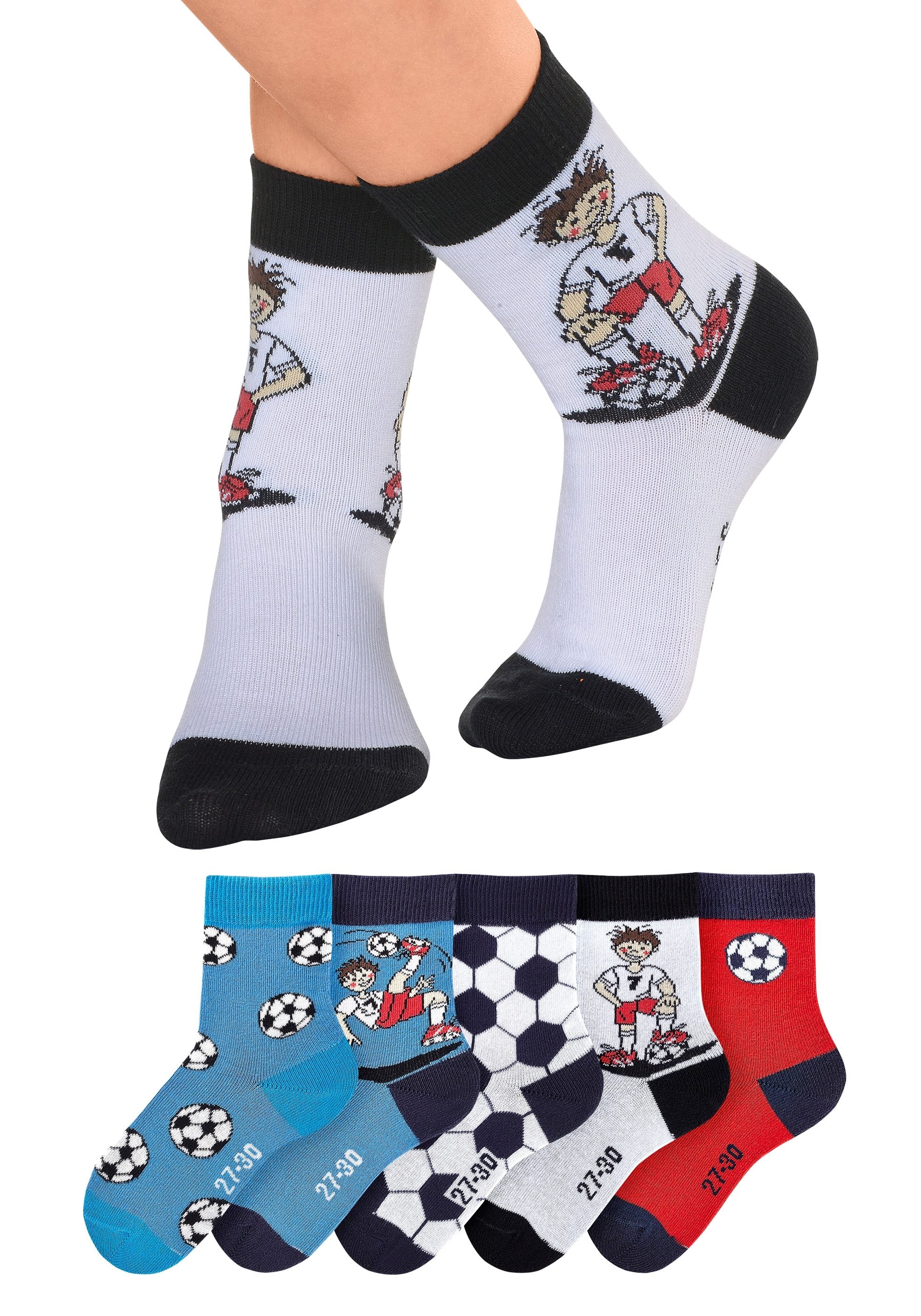 H.I.S Socken, (Packung, 5 Paar), mit Fussballmotiven