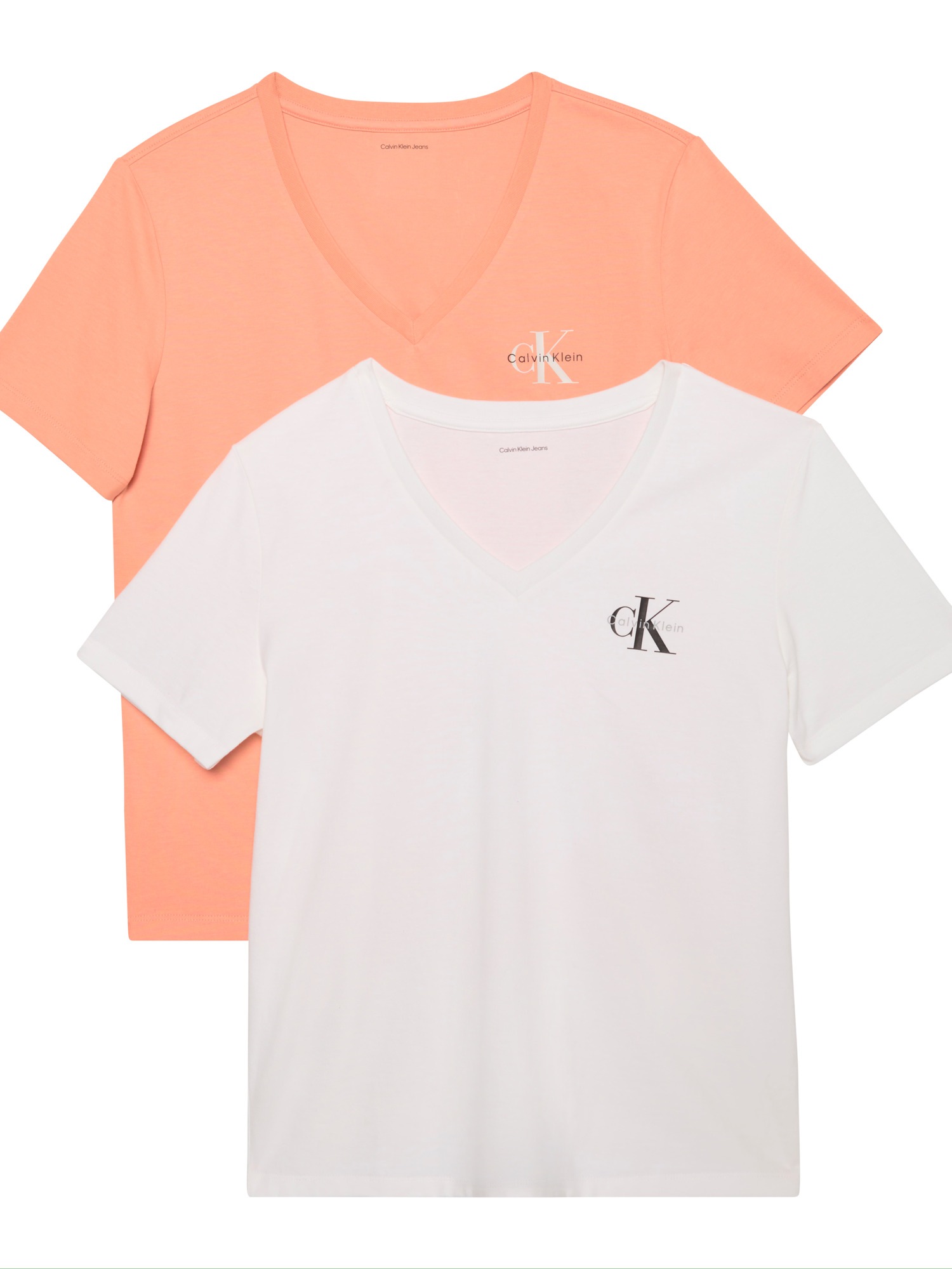 Calvin Klein Jeans T-Shirt »A- Logo VN 2 pack Tee« Packung, 2er-Pack, 2 Stk. Mit V-Ausschnitt