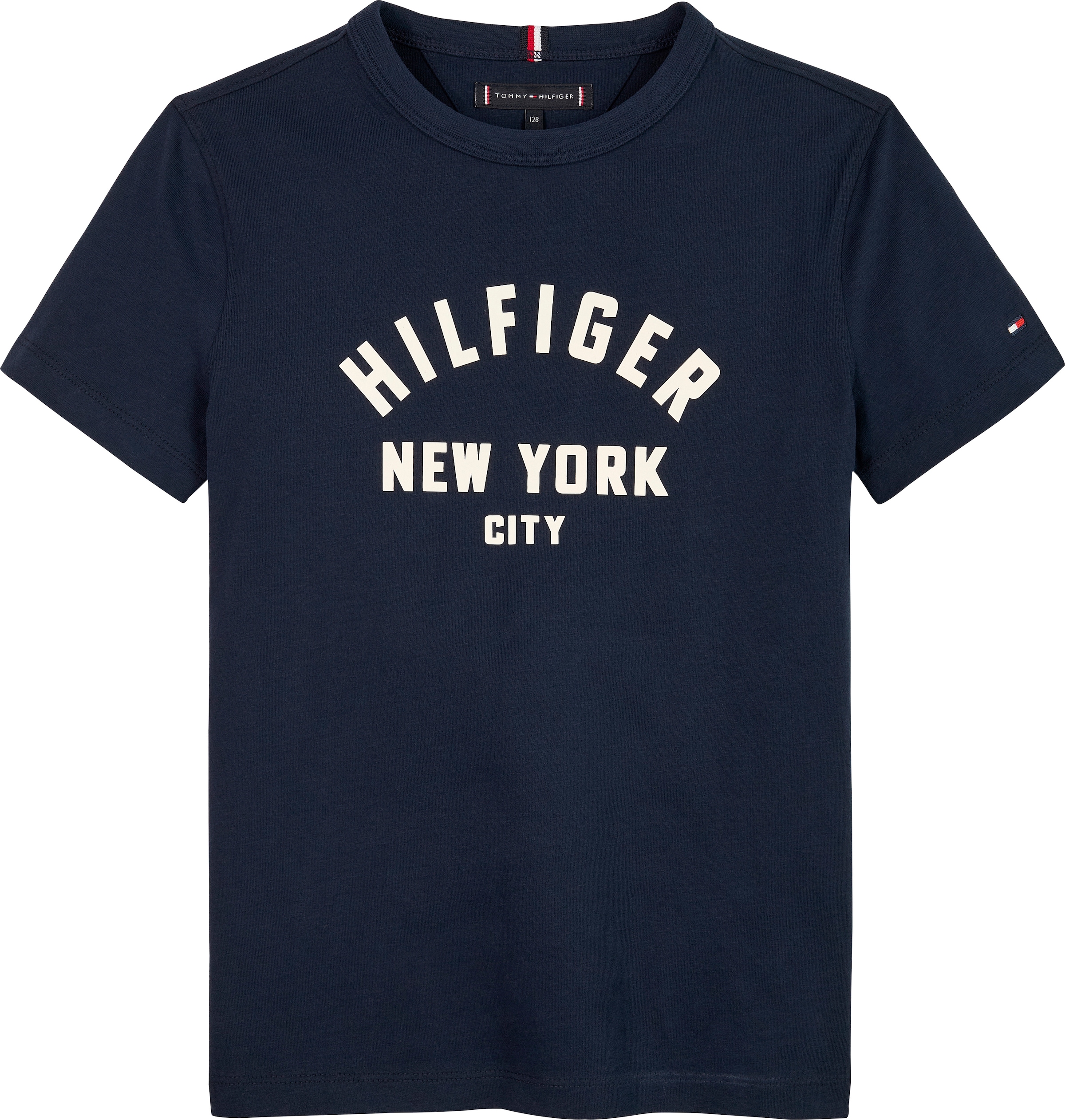 Tommy Hilfiger T-Shirt »CURVED HILFIGER GRAPHIC TEE SS«, für Kinder bis 16 Jahre, grosser Logo-Print