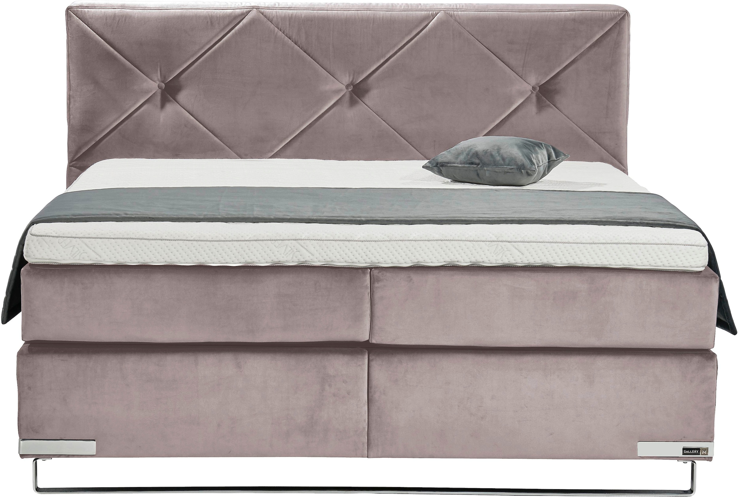 Musterring Boxspringbett »Dubai«, Kufe in Chrom, 3 Härtegrade, Kopfteil mit Knopfheftung