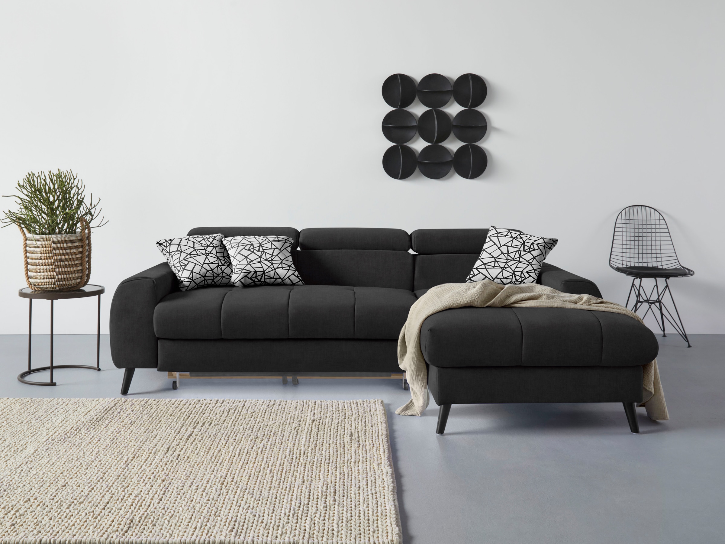 COTTA Ecksofa »Mia L-Form«, 3-tlg.-Kissen-Set, Recamiere, wahlweise mit oder ohne RGB-Beleuchtung