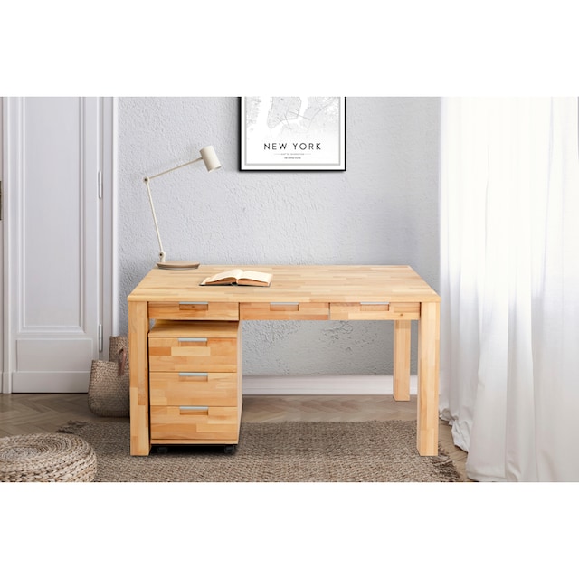 Home affaire Büro-Set »Robi«, (Set, 2 St.), Buchenholz, bestehend aus Robi  Schreibtisch 135 cm und Rollcontainer online kaufen | Jelmoli-Versand