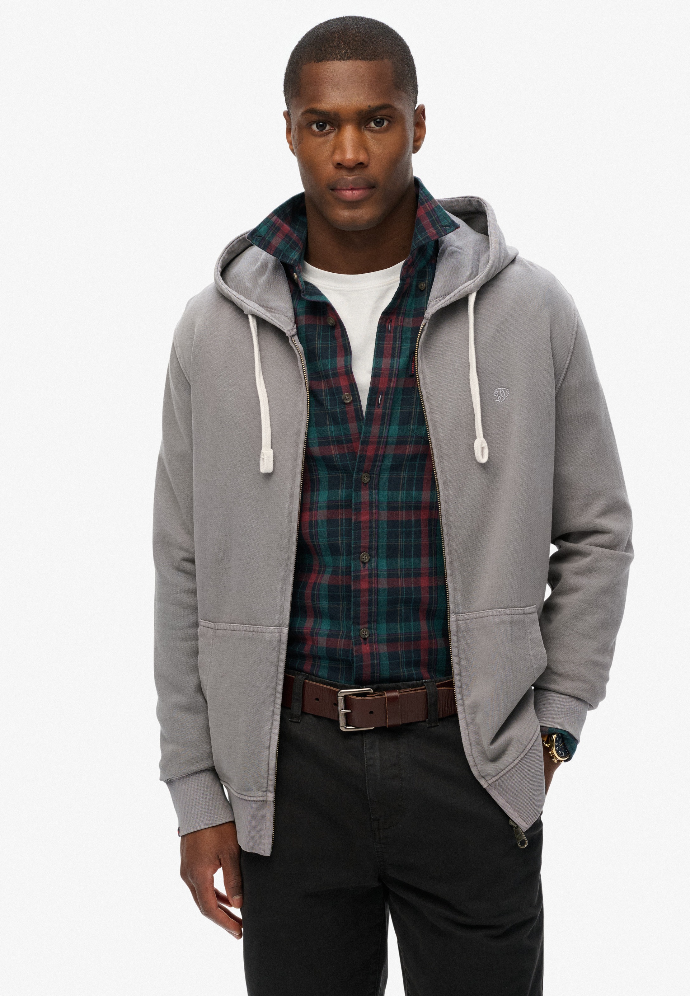 Superdry Kapuzensweatjacke "CLASSIC ESSENTIAL ZIPHOOD" mit Reissverschluss, aus Baumwolle und angerauter Sweatware