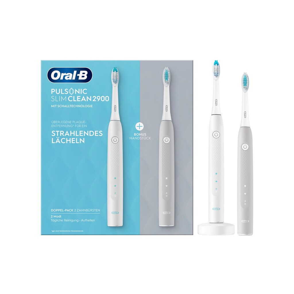 Oral-B Schallzahnbürste »Pulsonic Slim Clean 2900 Doppelpack«, 2 St. Aufsteckbürsten