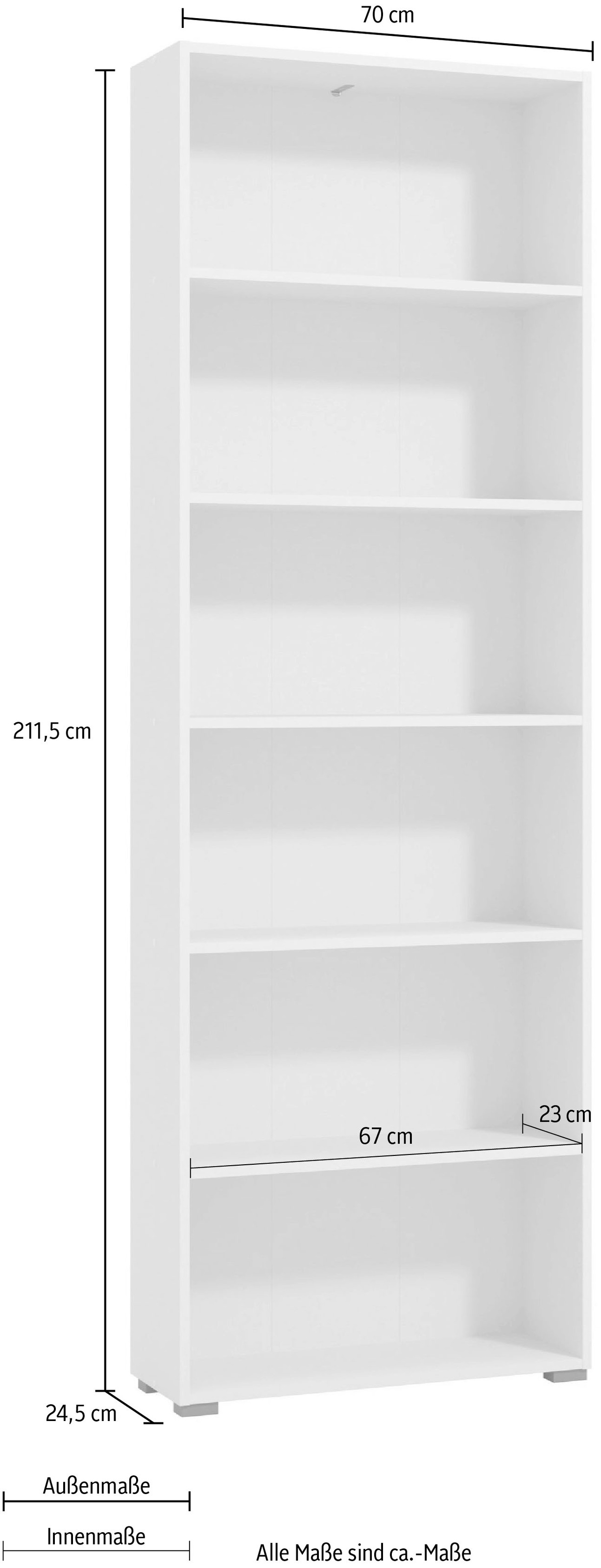 INOSIGN Aktenregal »Tomar 6«, Bücherregal mit viel Stauraum, Masse (B/T/H): 70/24,5/211,5 cm