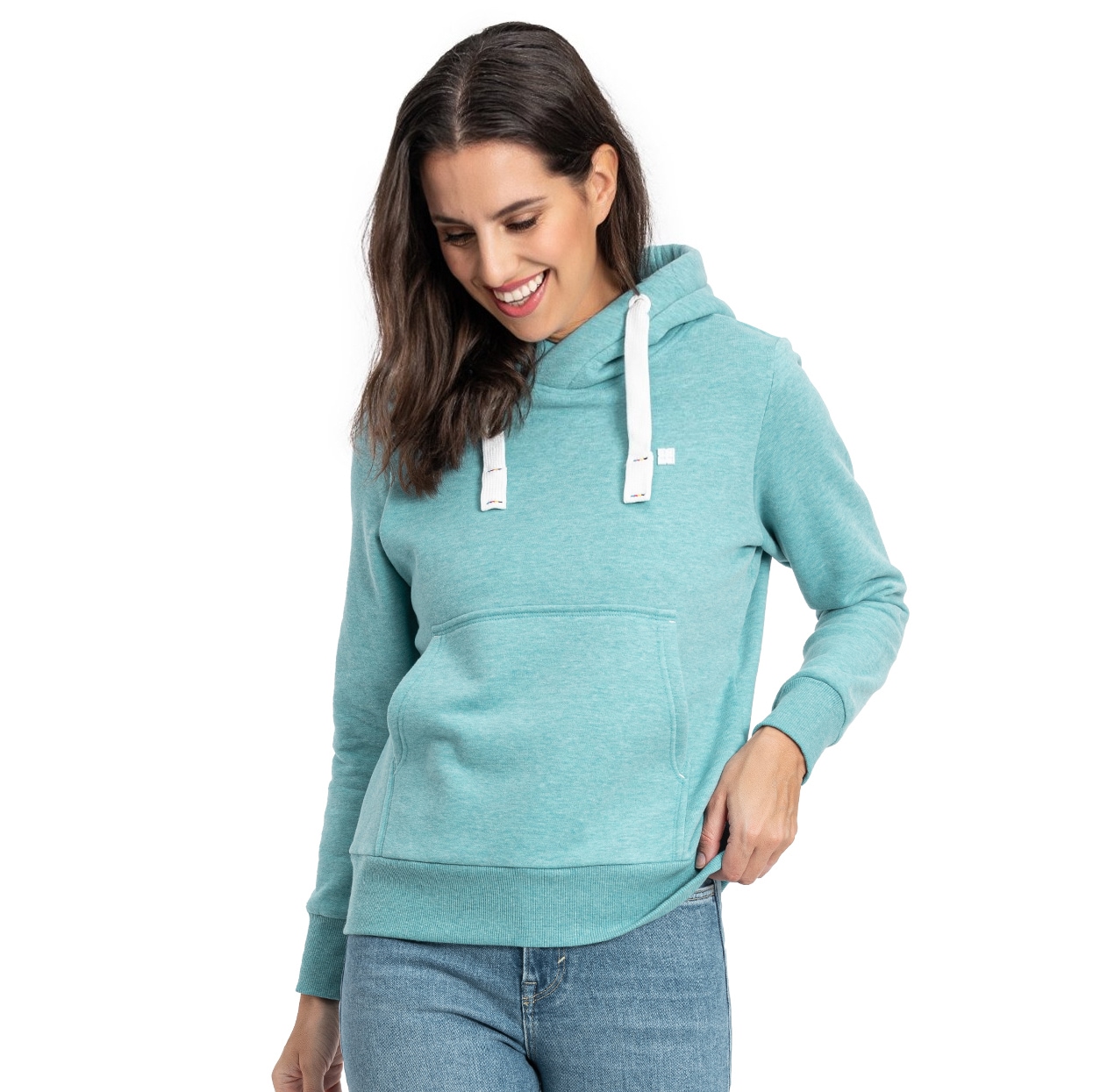 DEPROC Active Kapuzensweatshirt »HildaCMYK II WOMEN«, weiche Fleecejacke mit Kängurutasche