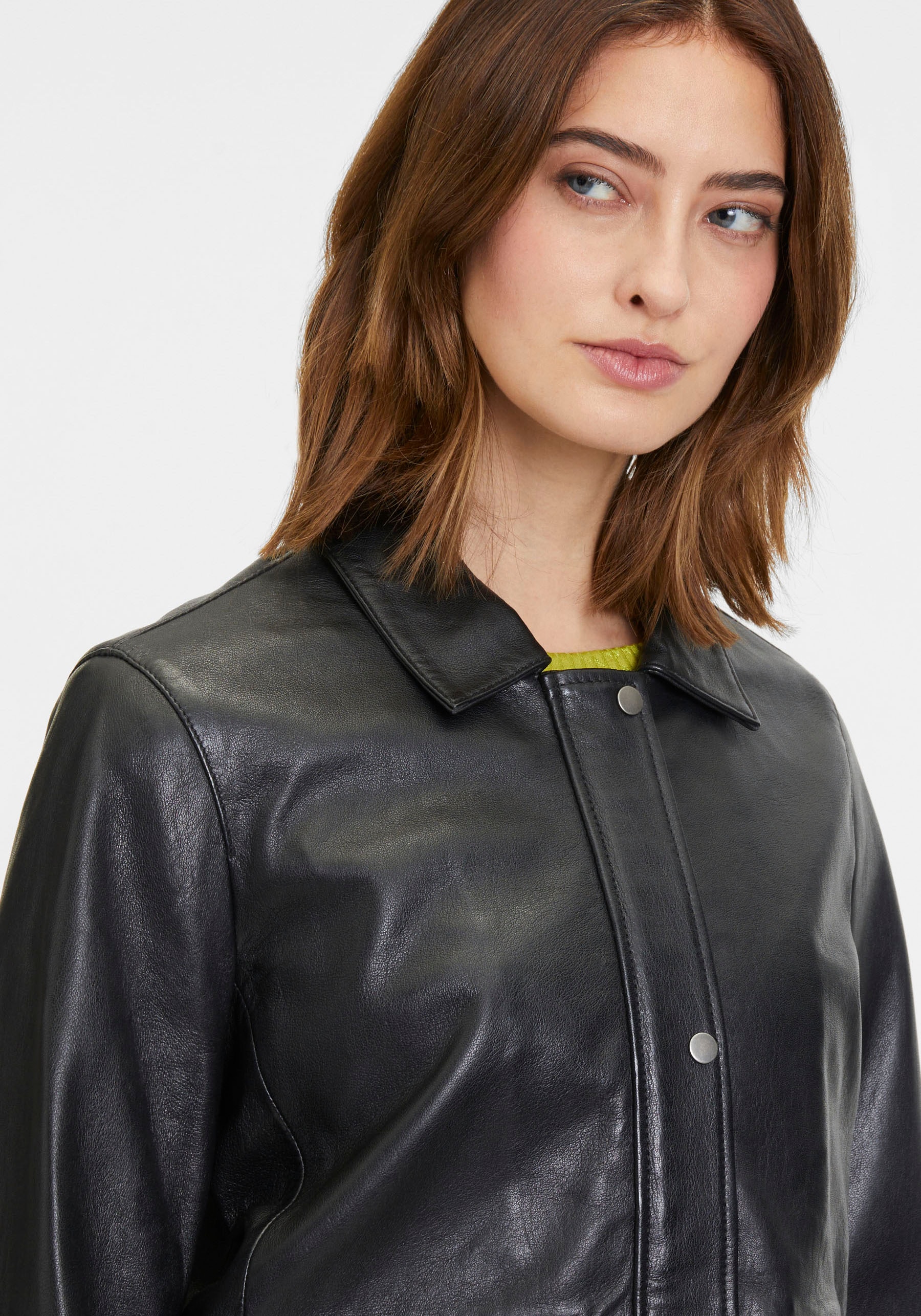 Mauritius Lederjacke »GWYunni«, mti verdecktem Reissverschluss, Druckern, aufesetzte Taschen