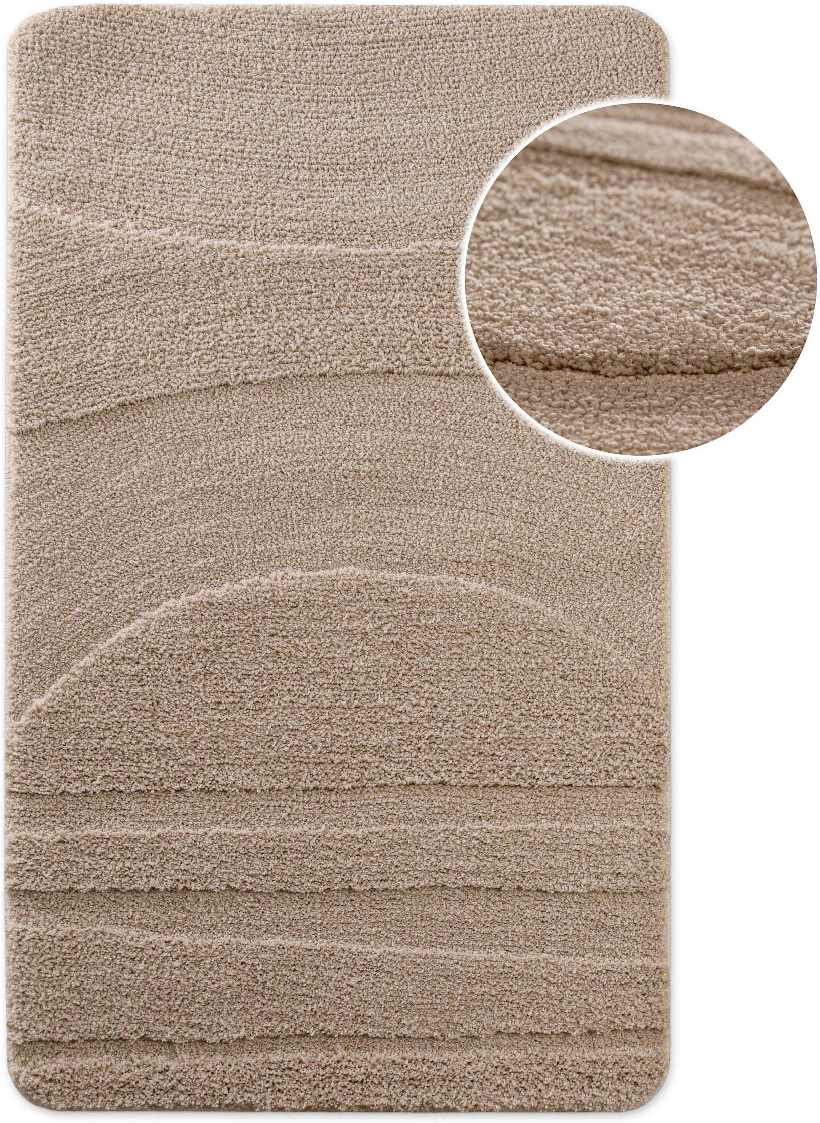 Wecon home "Marc" Höhe 25 mm rutschhemmend beschichtet schnell trocknend Badteppich, Hoch-Tief-Linien, weich, rutschhemmend, waschbar, getuftet