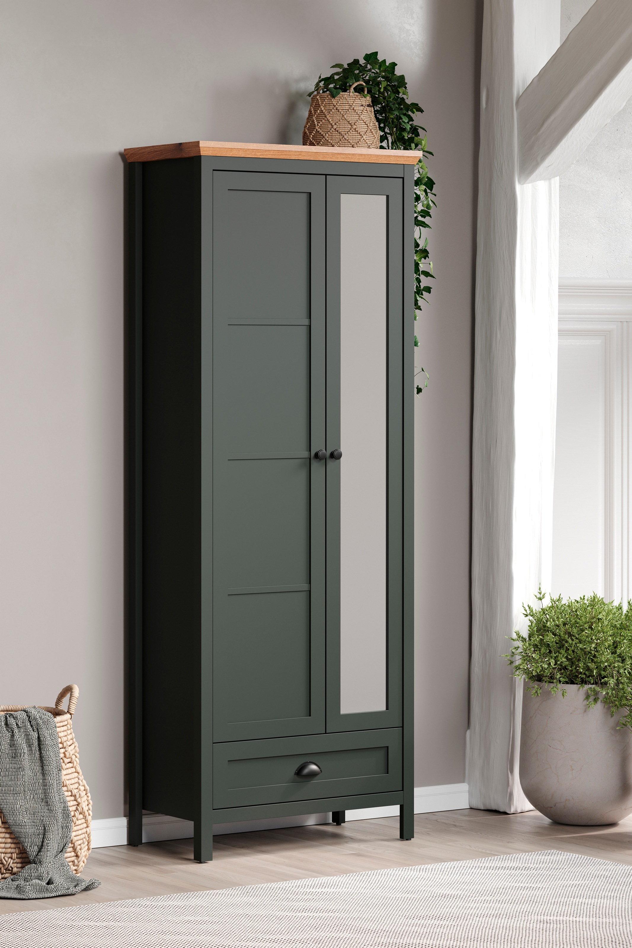 Home affaire Garderobenschrank »Vienna«, (1 St.), Kleiderschrank mit ausziehbarer Kleiderstange - (B/T/H) 77/39/198 cm