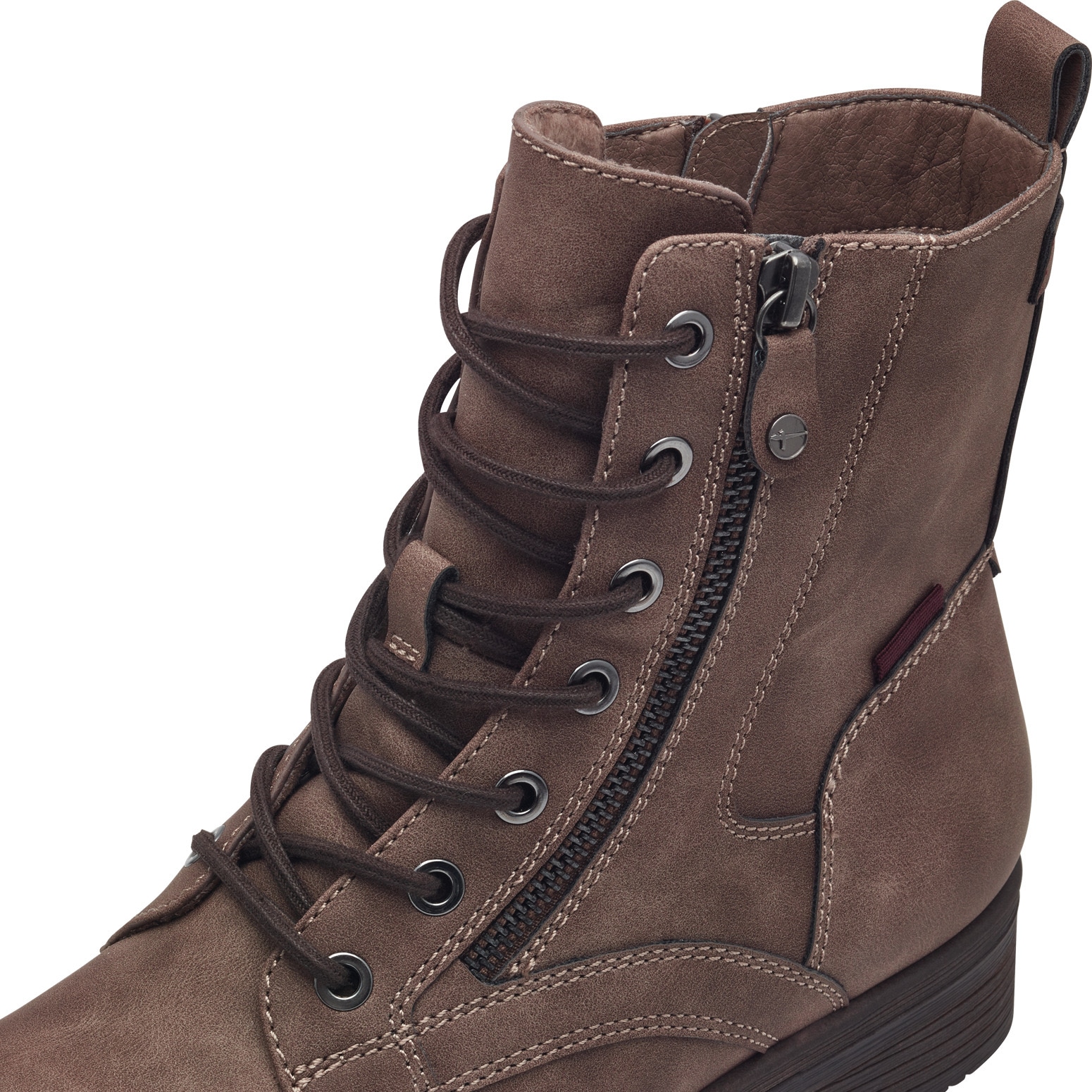 Tamaris Schnürboots, Blockabsatz, Schnürboots Stiefelette mit Zierreissverschluss