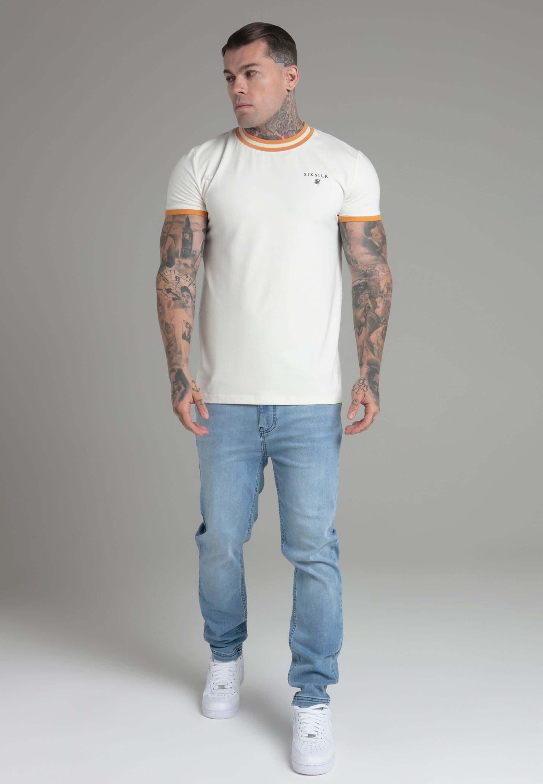 Siksilk T-Shirt »Siksilk T-Shirt Ringer T-Shirt in Ecru«