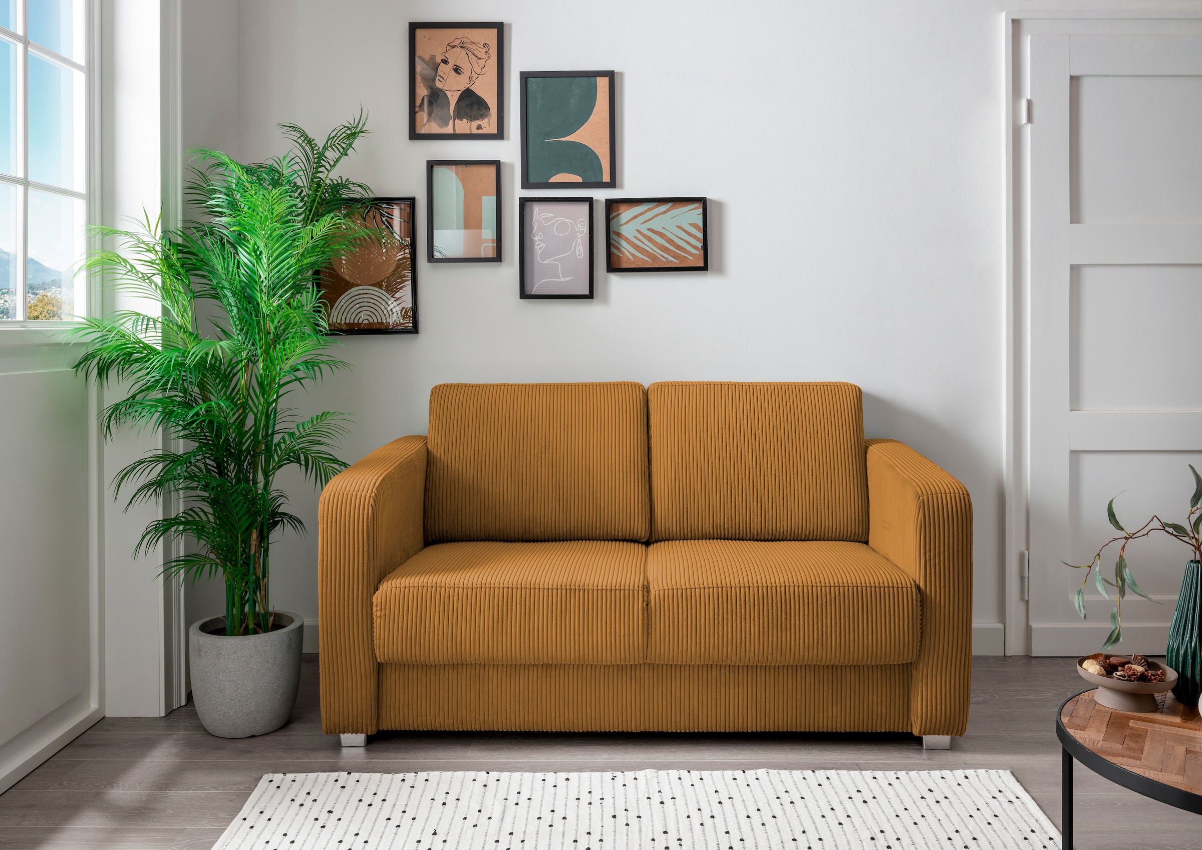 Home affaire Schlafsofa "MIA modern und bequem, schmale Armlehnen, Einzelauszug" zwei verschiedene Fussfarben wählbar
