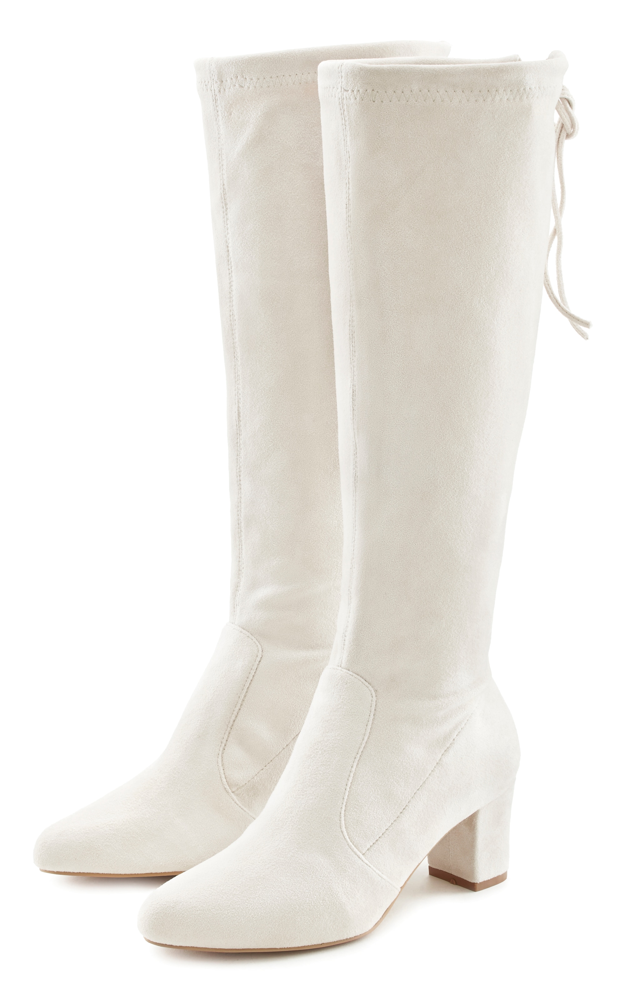 LASCANA Schlupfstiefel "Schlupfboots, Slouchy Boots, Slip-On," aus stretchigem Material mit Blockabsatz in elegantem Design